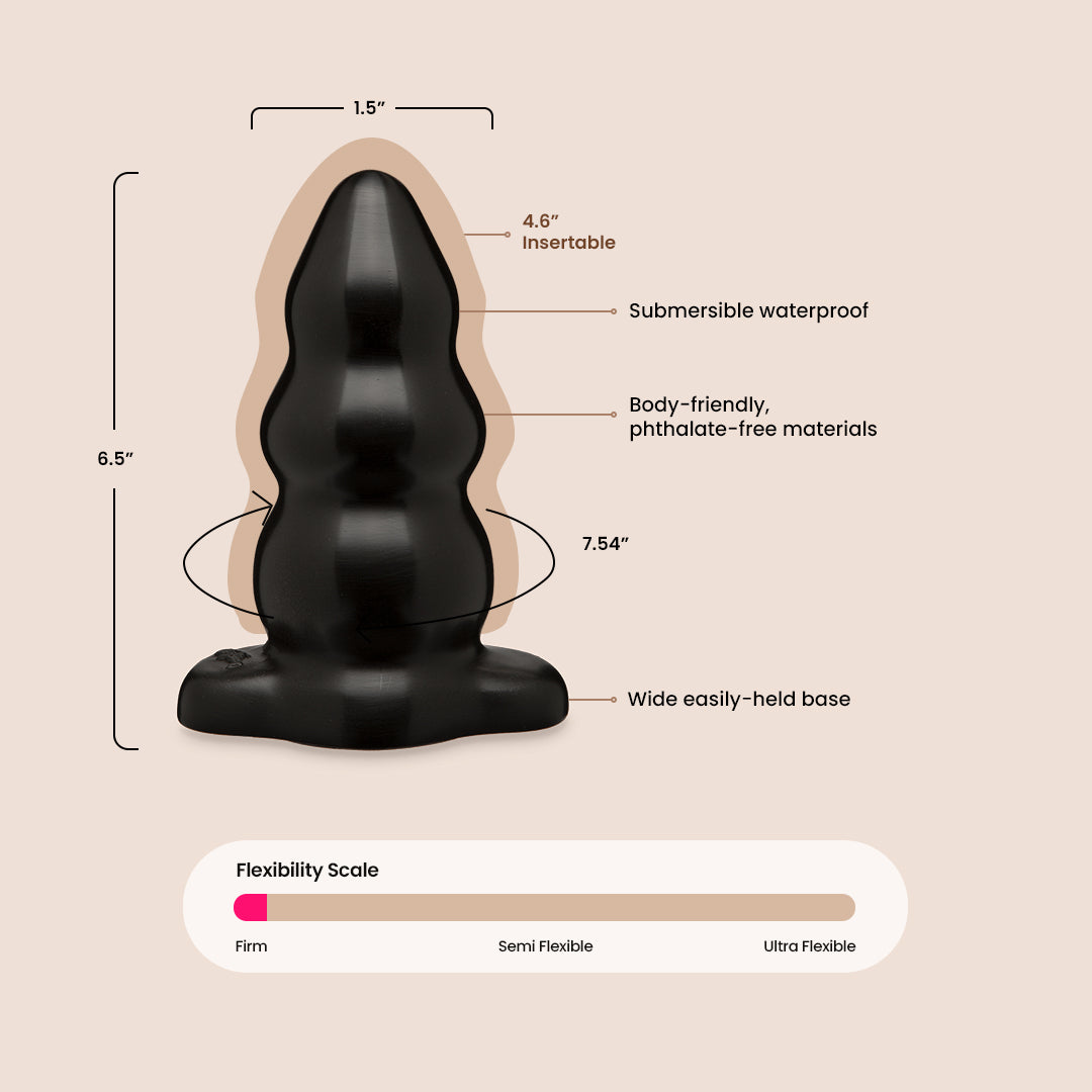 Premium Classic Triple Ripple Butt Plug with Safe Wide Base - Anal Training & Pleasure for Men & Women - Perfect for Beginners & Advanced Users - Sensual Play & Couples Intimacy