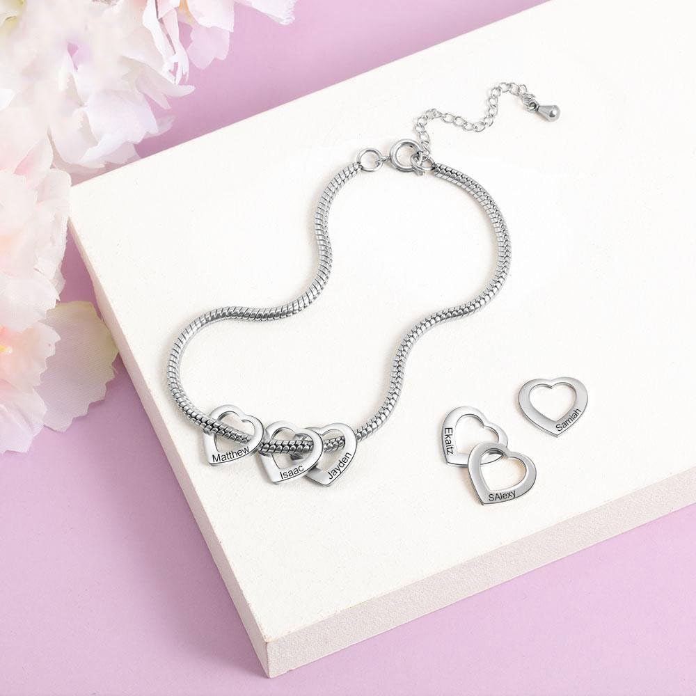 JINMA Personalized 1-8 Name Anklet for Women - Custom Heart Charm Ankle Bracelet Jewelry Gift for Mom, Her, Girlfriend | Perfect for Birthday, Anniversary, Mother's Day & Beach Vacation Accessories