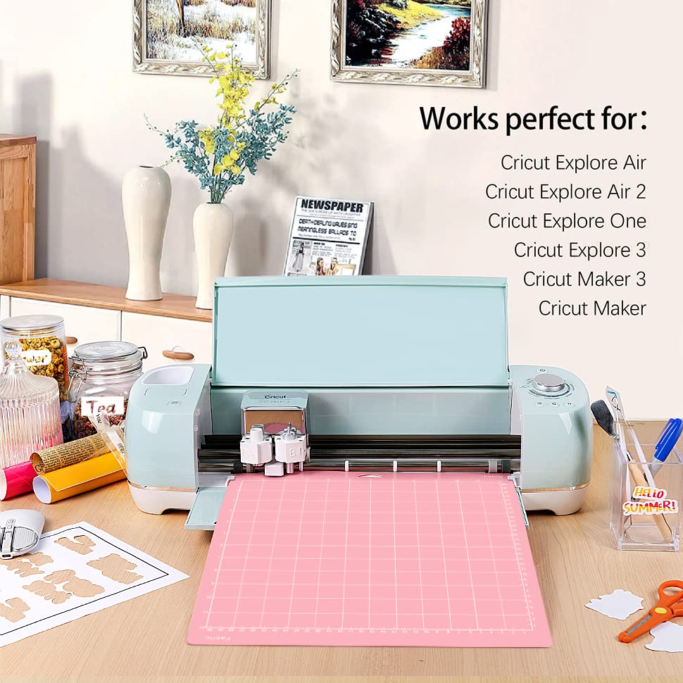 Premium 12x12 Inch Cutting Mats for Cricut Explore One/Air/Air 2/Maker 3/Maker - 4 Pack Adhesive Non-Slip Durable Replacement Mats (Standard/Light/Strong/Fabric) - Perfect for DIY Crafts, Scrapbooking & Vinyl Projects