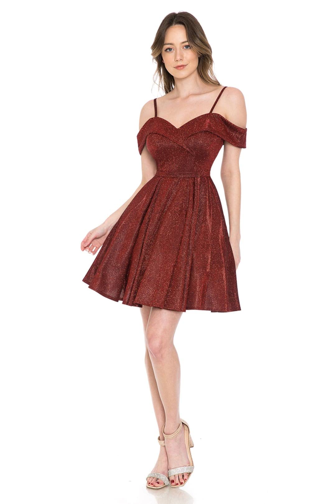 Elegant Cold Shoulder Cocktail Dress for Women - Sexy Off-the-Shoulder Party Gown in Wine Red - Perfect for Evening Parties, Weddings & Date Nights