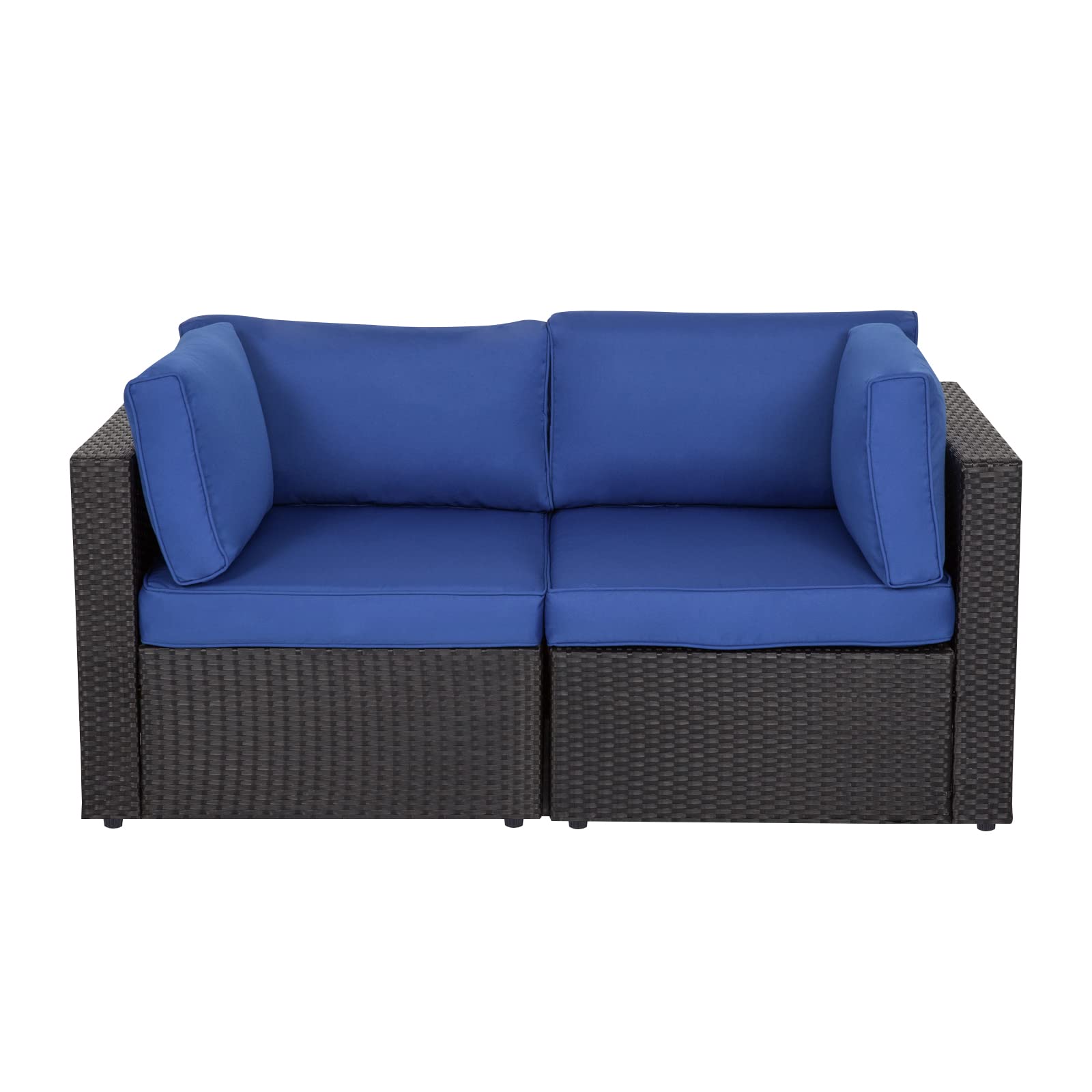Kinbor Outdoor Loveseat - 2 Seat Patio Wicker Sofa Set with Thick Cushions, Steel Frame Rattan Furniture for Garden, Balcony & Backyard | Perfect for Outdoor Relaxation & Entertaining