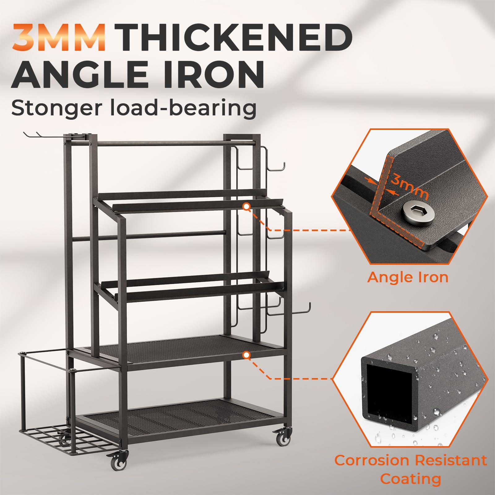 Bonvork 600LBS Adjustable Dumbbell Rack with Wheels - Heavy Duty Weight Stand for Home Gym, Organizer for Dumbbells, Kettlebells, Yoga Mats & Foam Rollers - Perfect for Garage, Basement & Home Workout Spaces