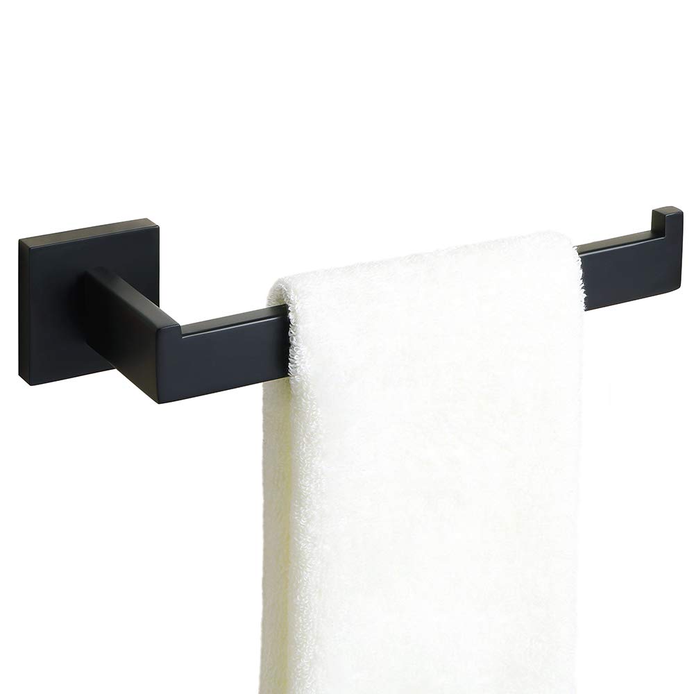 Stainless Steel Wall Mounted Towel Holder Ring - Matte Black Bathroom Towel Hanger for Hand & Face Towels, GYT7010-B SUS304 - Perfect for Bathroom, Kitchen & Laundry Room Organization