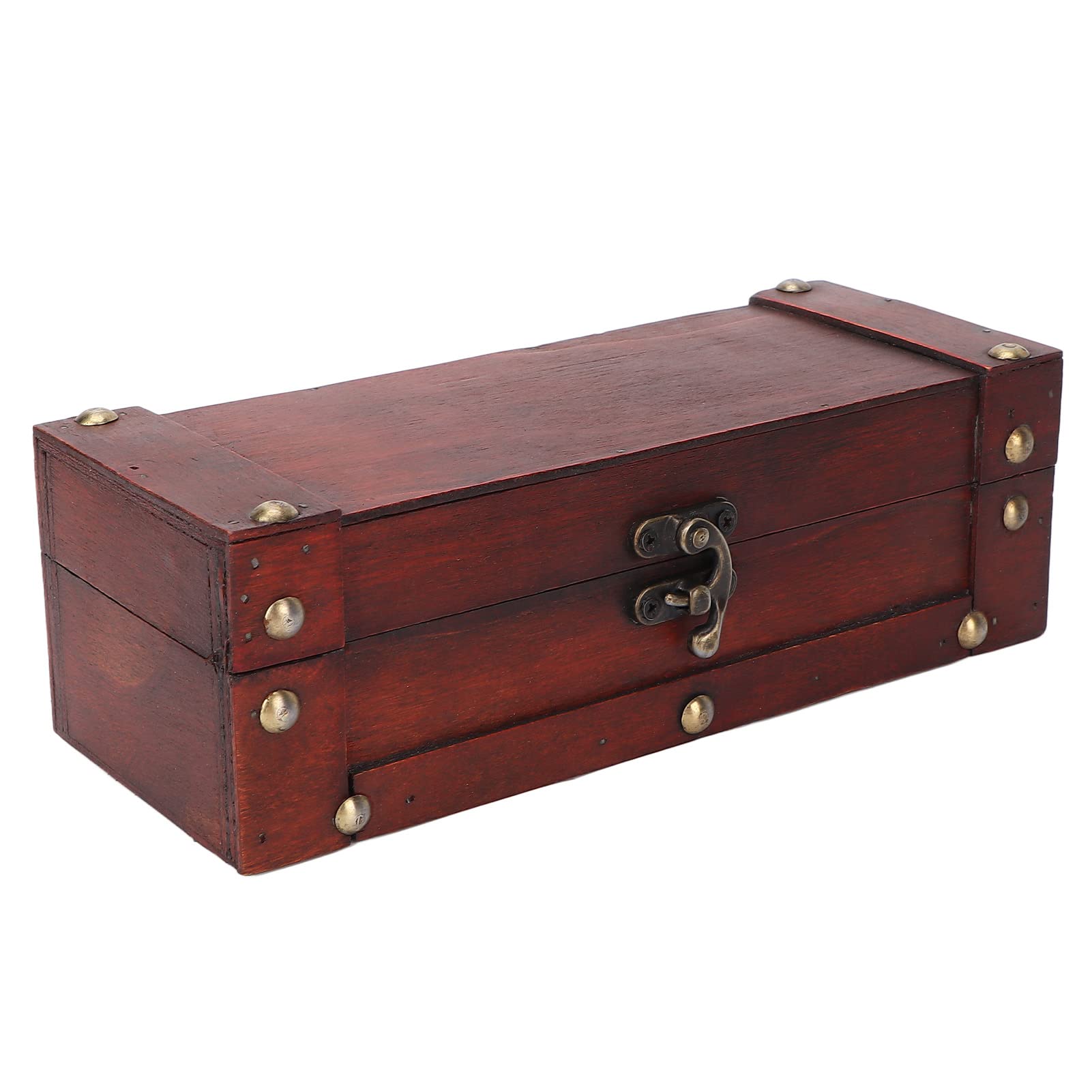 Vintage Wooden Jewelry Box with Alloy Buckle - Antique Retro Storage Case for Necklaces, Earrings & Watches - Perfect for Home Decor, Gift Giving & Jewelry Organization