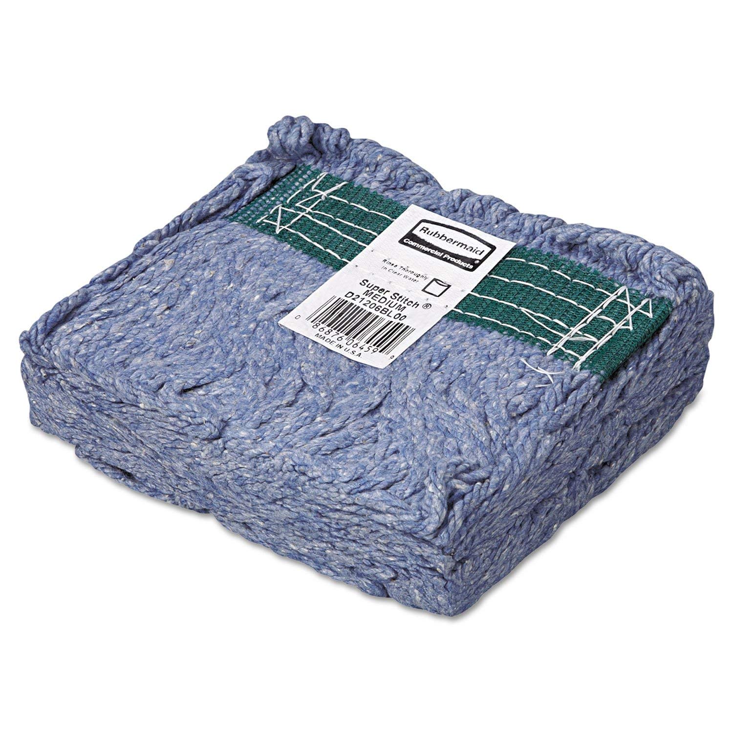 Premium Super Stitch Blend Mop Head - Medium Size, Cotton/Synthetic Mix, Blue (6-Pack) - Ideal for Home Cleaning, Kitchen, Bathroom & Hard Floor Maintenance