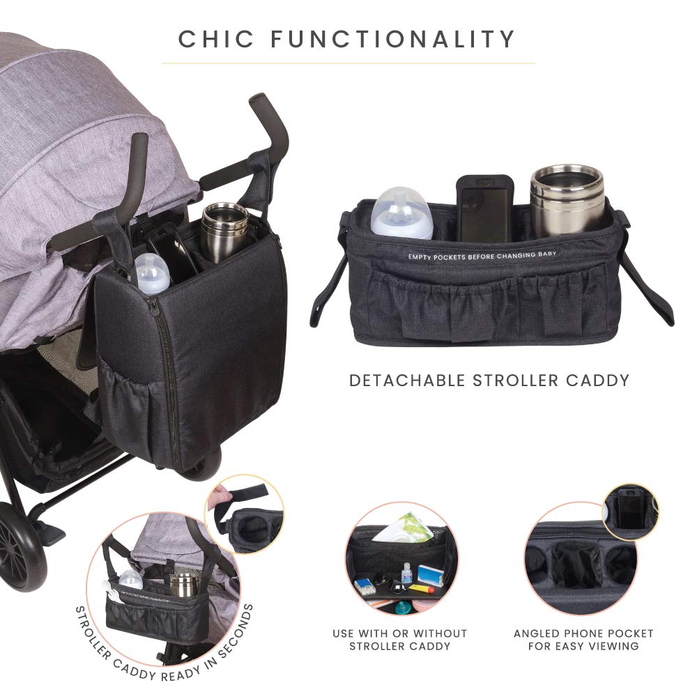 Lulyboo Convertible Diaper Backpack - Large Baby Bag with Full Open Cabinet, Padded Changing Station & Removable Caddy | 2 Insulated Drink Holders & Angled Phone Pocket | Perfect for Travel, Daycare & On-the-Go Parents (Black)