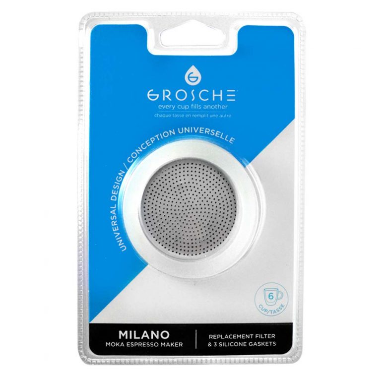 Grosche Milano Stovetop Espresso Maker Replacement Filter - Compatible with Moka Pots - Durable Stainless Steel Coffee Filter for Rich Espresso at Home or Office