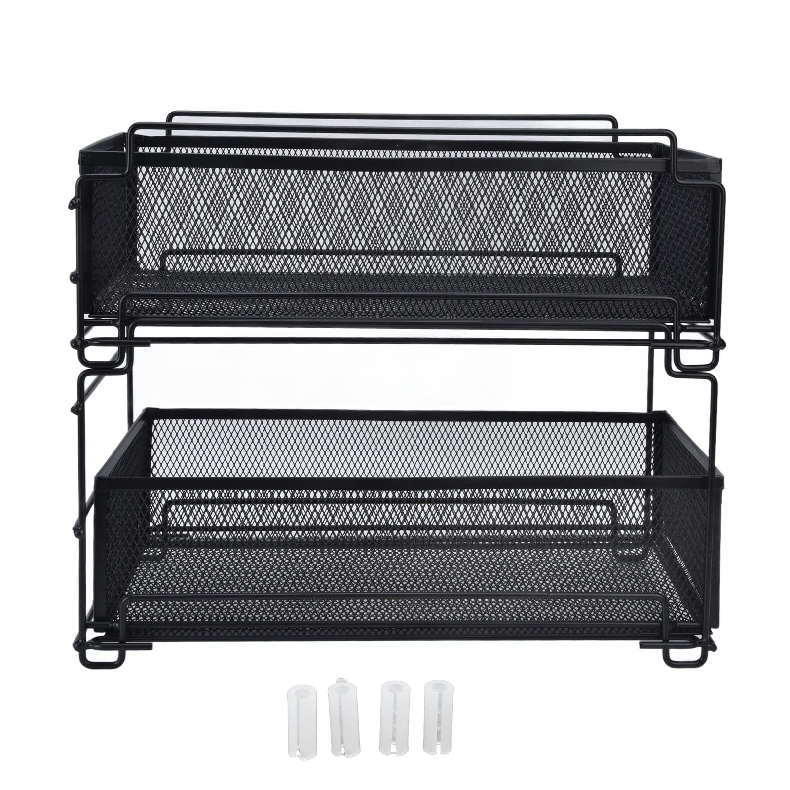 Multilayer Kitchen Storage Rack & Slide-Out Drawer Basket Organizer for Sink Cabinet - Space Saving Home Organization Solution for Kitchen & Bathroom | Perfect for Utensils, Spices & Cleaning Supplies
