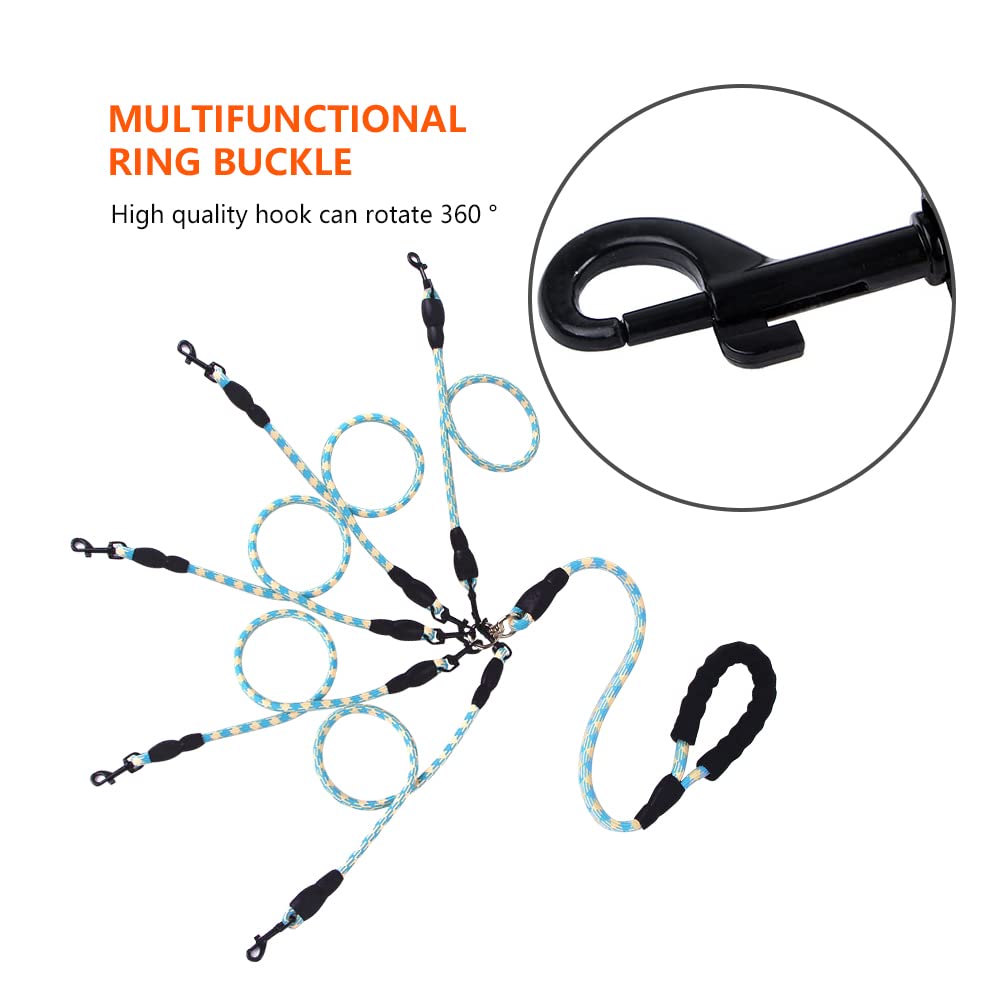 **5-in-1 Reflective Dog Leash Set – Tangle-Free 360° Swivel, Comfortable & Durable for Large, Medium & Small Dogs (Blue) – Perfect for Multi-Dog Walks, Training & Outdoor Adventures**