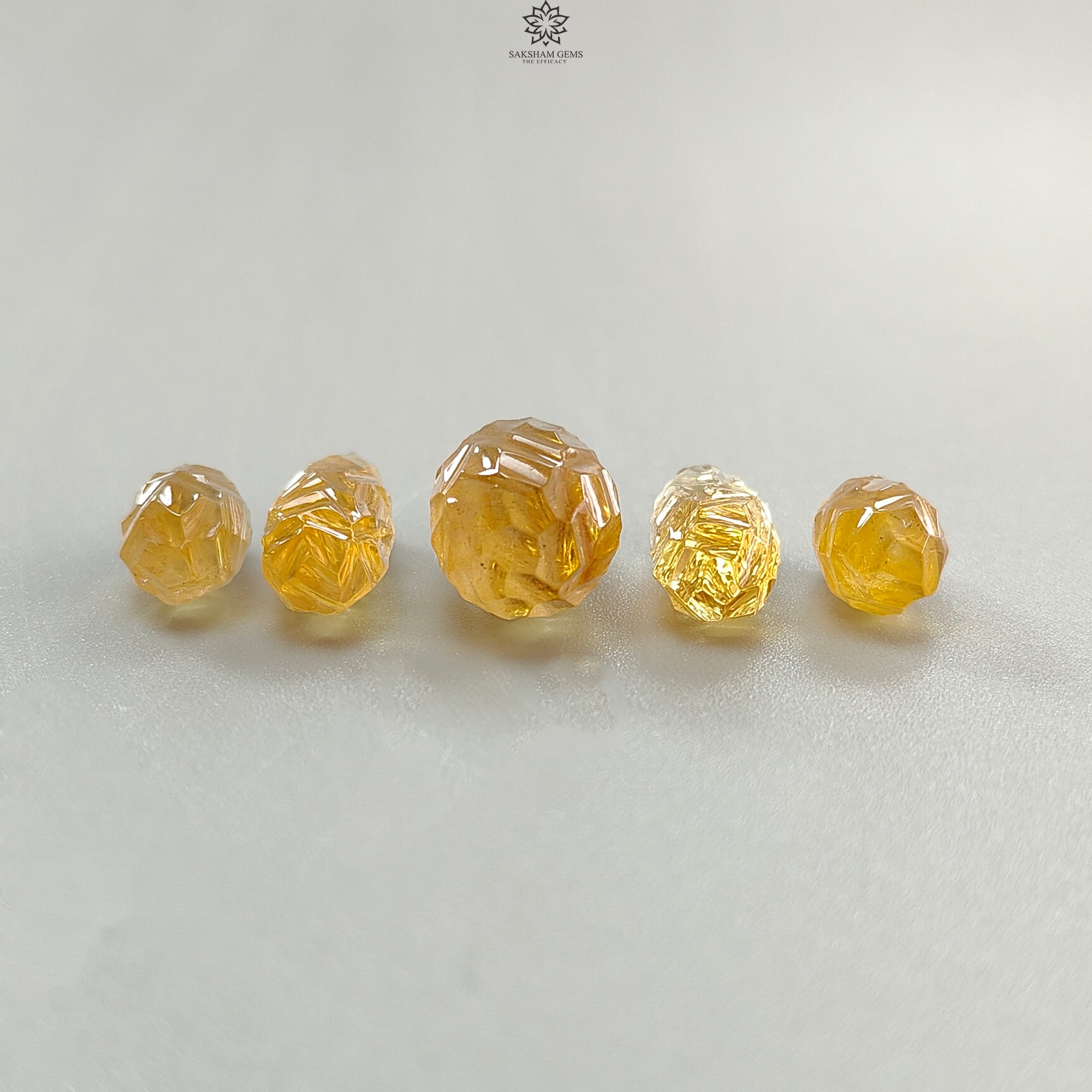Natural Untreated Yellow Citrine Gemstone - 53.20cts Hand Carved Teardrop Shape (16mm-24mm, 5pcs Set) - November Birthstone for Jewelry Making, Healing Crystals & Spiritual Gifts