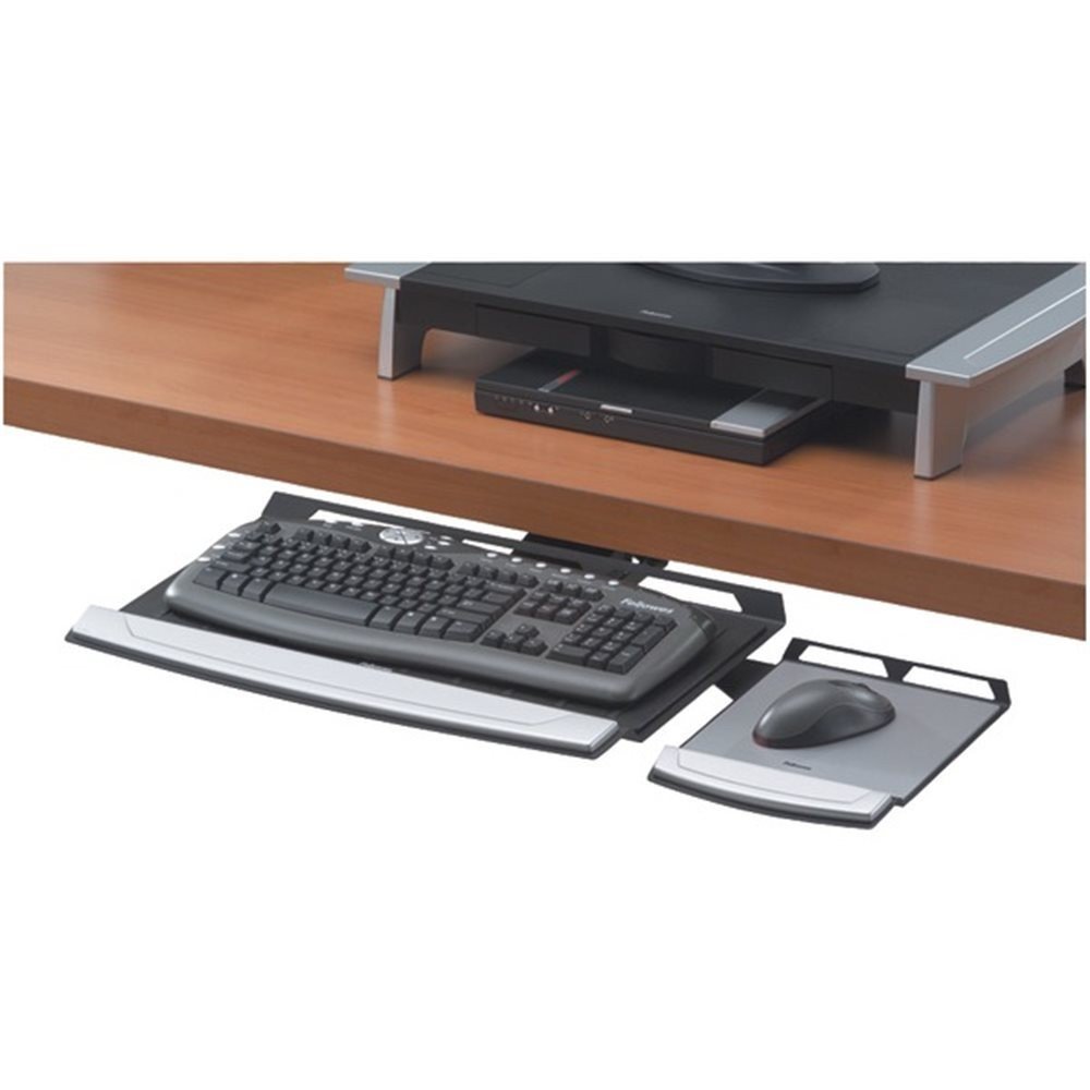 Fellowes 8031301 Adjustable Keyboard Tray with Memory Foam Wrist Pad - Ergonomic Office Desk Accessory for Comfortable Typing & Computer Work