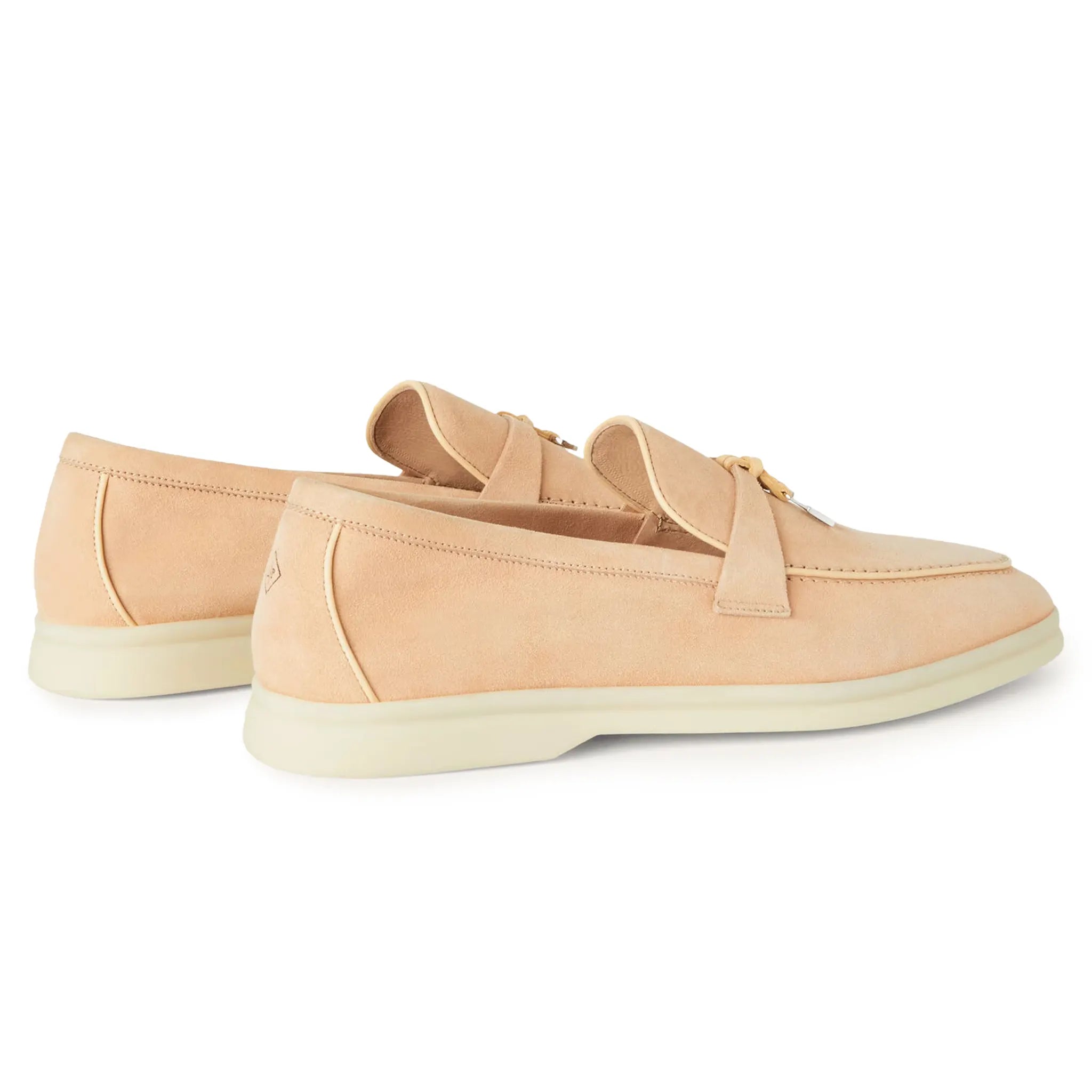 Loro Piana Women's Summer Walk Loafers - Soft Suede Goatskin Slip-On Shoes in Pink Reef | Comfortable Casual Footwear for Beach, Vacation & Everyday Wear