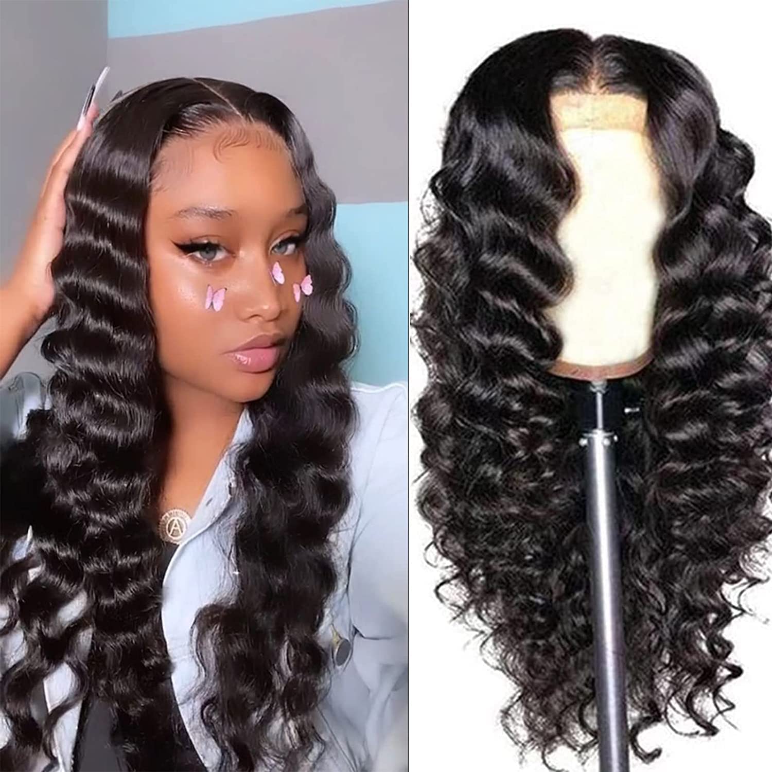 13x4 Loose Deep Wave Lace Front Human Hair Wigs for Black Women - 150% Density Pre-Plucked Natural Hairline (28 Inch) | Perfect for Daily Wear, Parties & Special Occasions