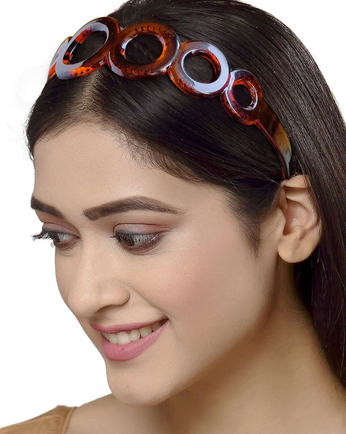 BellaStella Glossy Brown Plastic Hairband & Teeth Comb Set - 2 Pcs Hair Accessories for Women & Girls | Perfect for Styling, Salon Use & Everyday Wear
