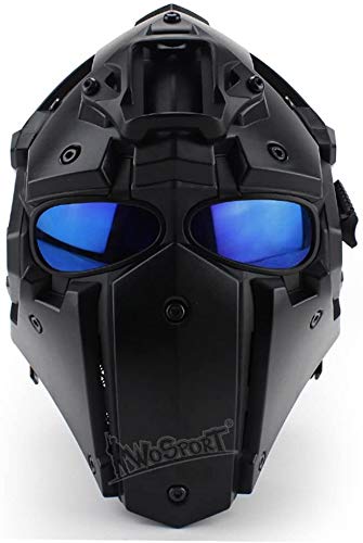 Tactical Airsoft Helmet Full Face Protection - Military Grade Terminator Style Helmet with Mask & 5 Pairs of Goggles for Airsoft, Paintball, Hunting & Outdoor Combat Training