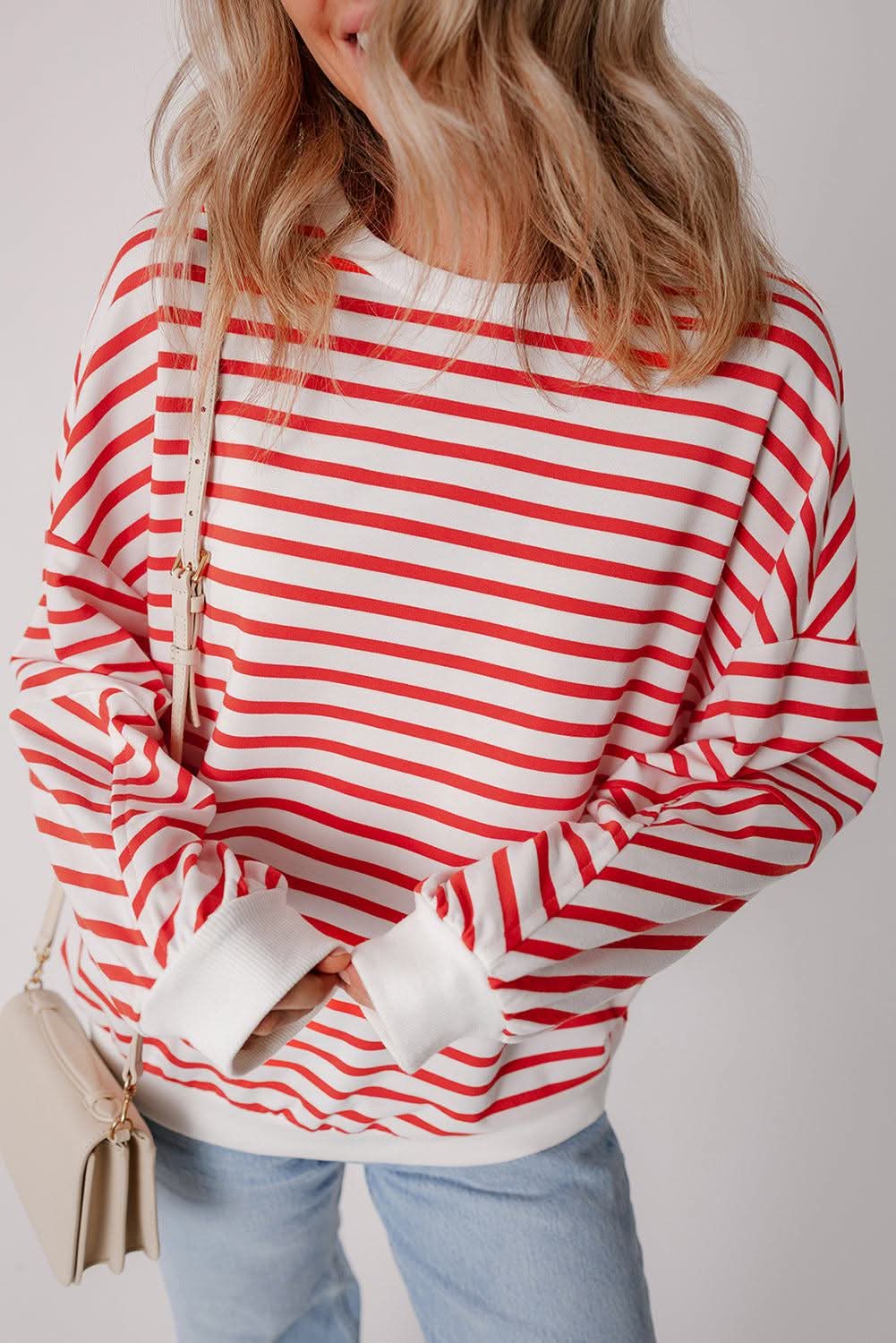 Stylish Orange Striped Oversized Sweatshirt for Women - Cozy & Trendy Pullover for Casual Wear, Loungewear & Street Style Fashion
