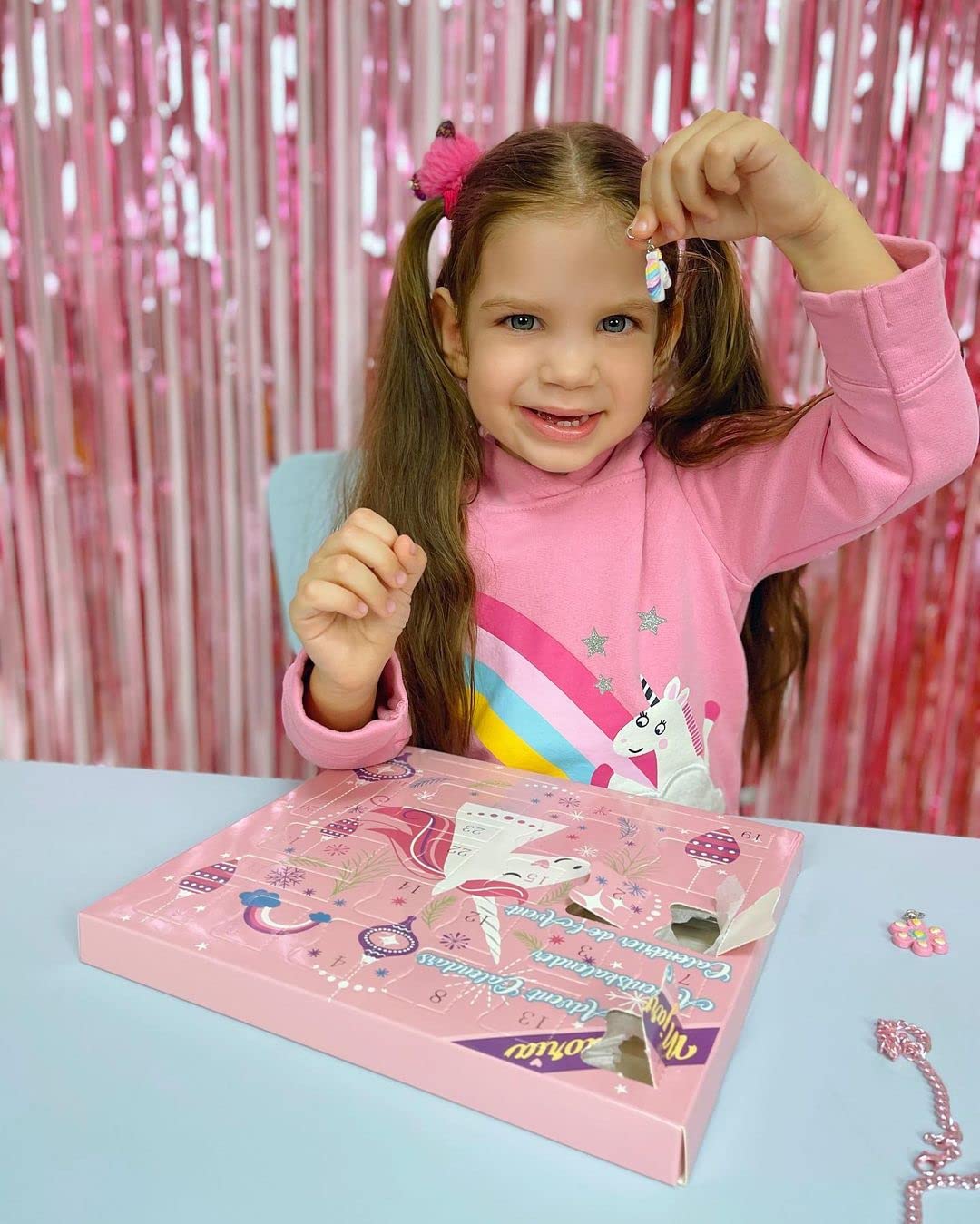 MJartoria 2024 Christmas Makeup Advent Calendar for Girls, Teens & Women - Beauty Lipstick, Butterfly Necklace Pendant Jewelry Set - Unique Holiday Gift for Makeup Lovers & Fashion Enthusiasts (Perfect for Christmas Countdown, Birthday Presents & Special Occasions)