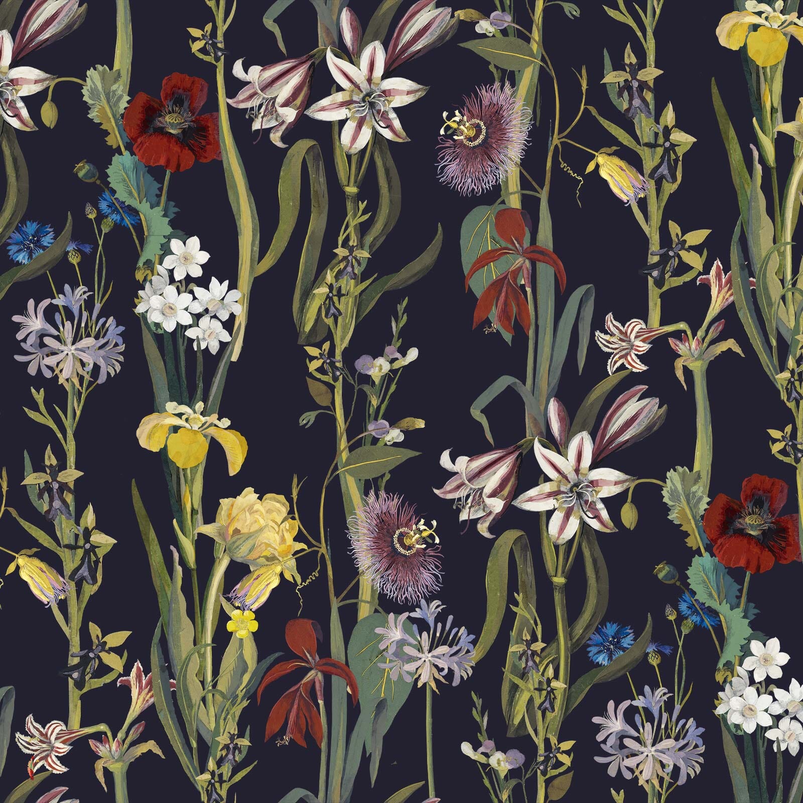 FLORA DELANICA Midnight Sample Wallpaper - Premium Self-Adhesive Removable Wallpaper for Bedroom, Living Room & Home Decor