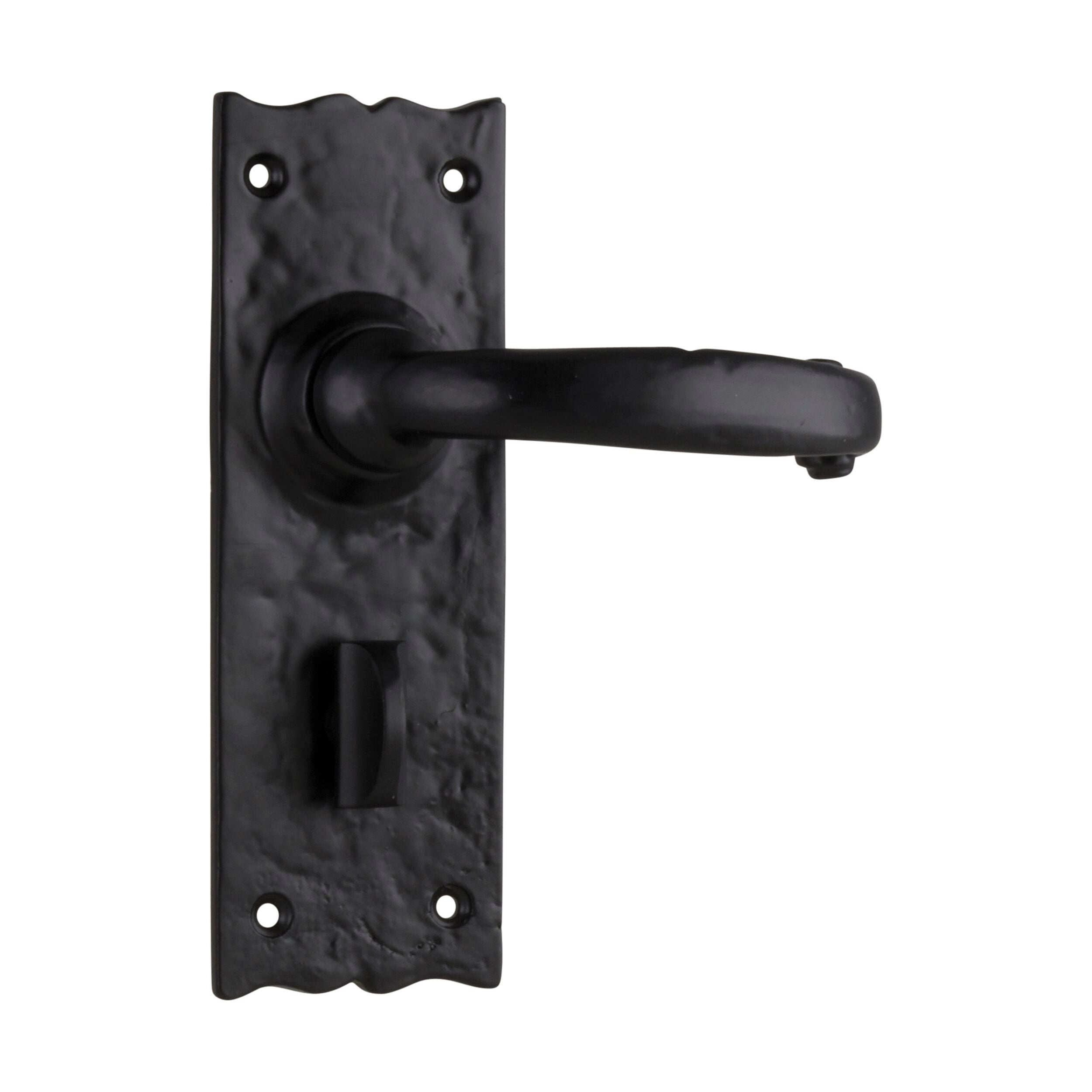 1804P Door Lever Gloucester Iron Privacy Pair Matte Black H158xW50xP53mm - Durable Matte Black Door Handles for Bedrooms & Bathrooms - Perfect for Home Privacy & Interior Design