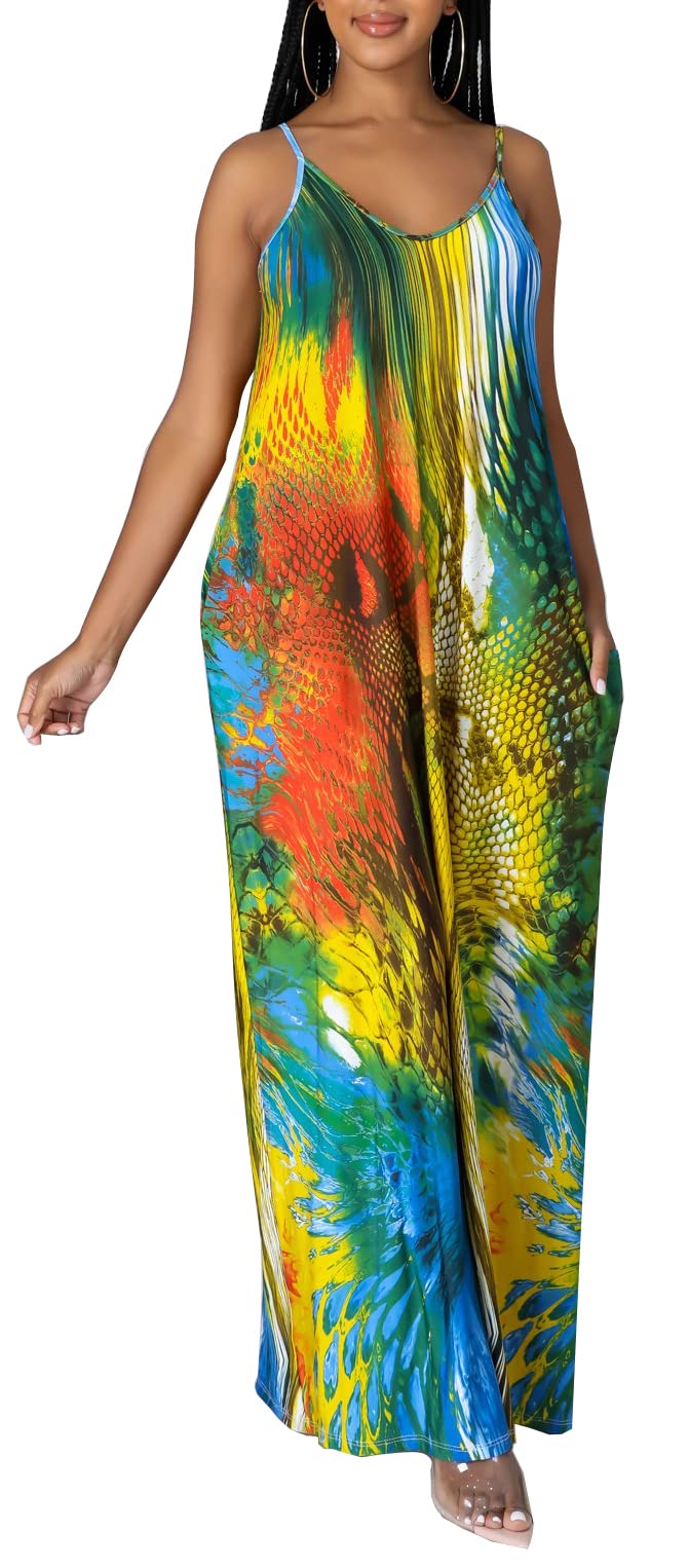 LaiyiVic Women's Summer Casual Maxi Dresses - Sexy Striped Bodycon Long Sleeveless Sundress in Vibrant Colors (Plus Size Available) | Perfect for Beach Vacations, Date Nights & Summer Parties