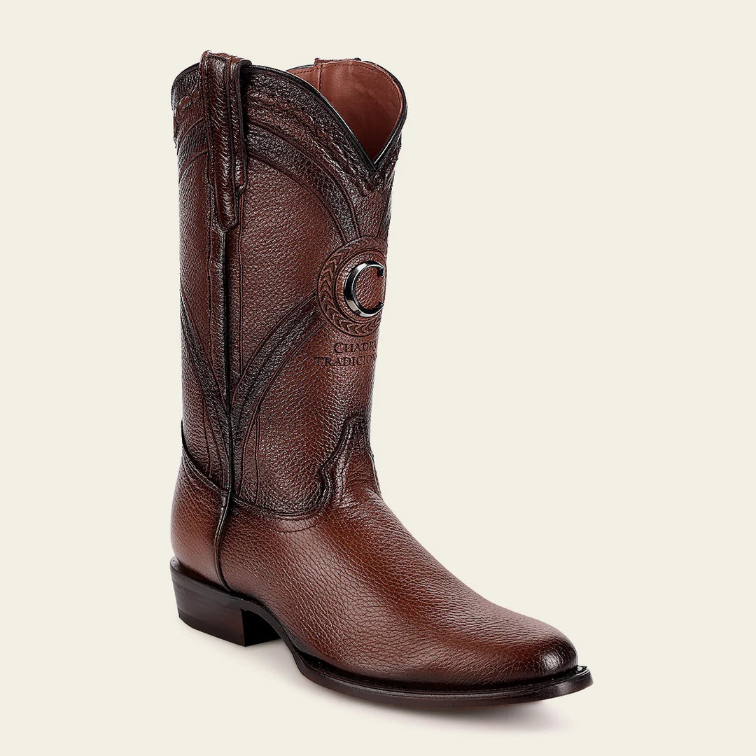 2H0AVE Men's Cuadra Honey Dress Cowboy Deer Leather Boots - Western Style Boots for Rodeo, Country Music Festivals & Outdoor Adventures