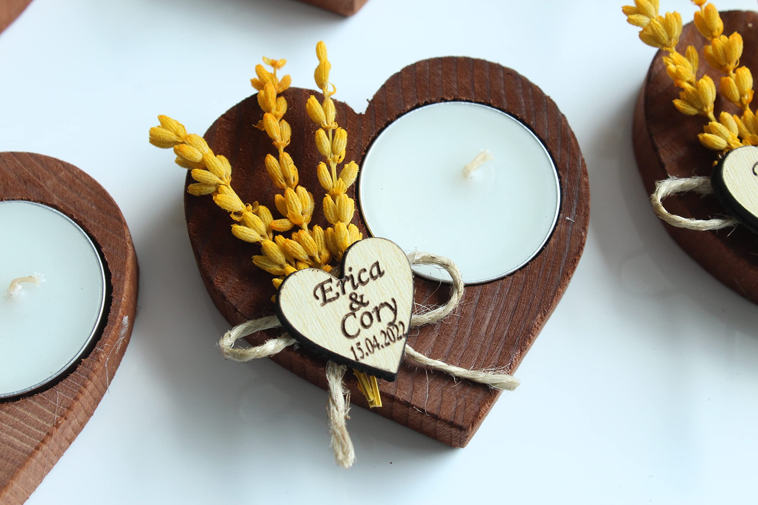 100-Piece Personalized Heart-Shaped Candle Holders - Elegant Wedding Favors, Birthday Gifts & Bridal Shower Candles - Perfect for Romantic Decor, Memorial Services & Guest Favors - Includes Tealights for Warm Ambiance