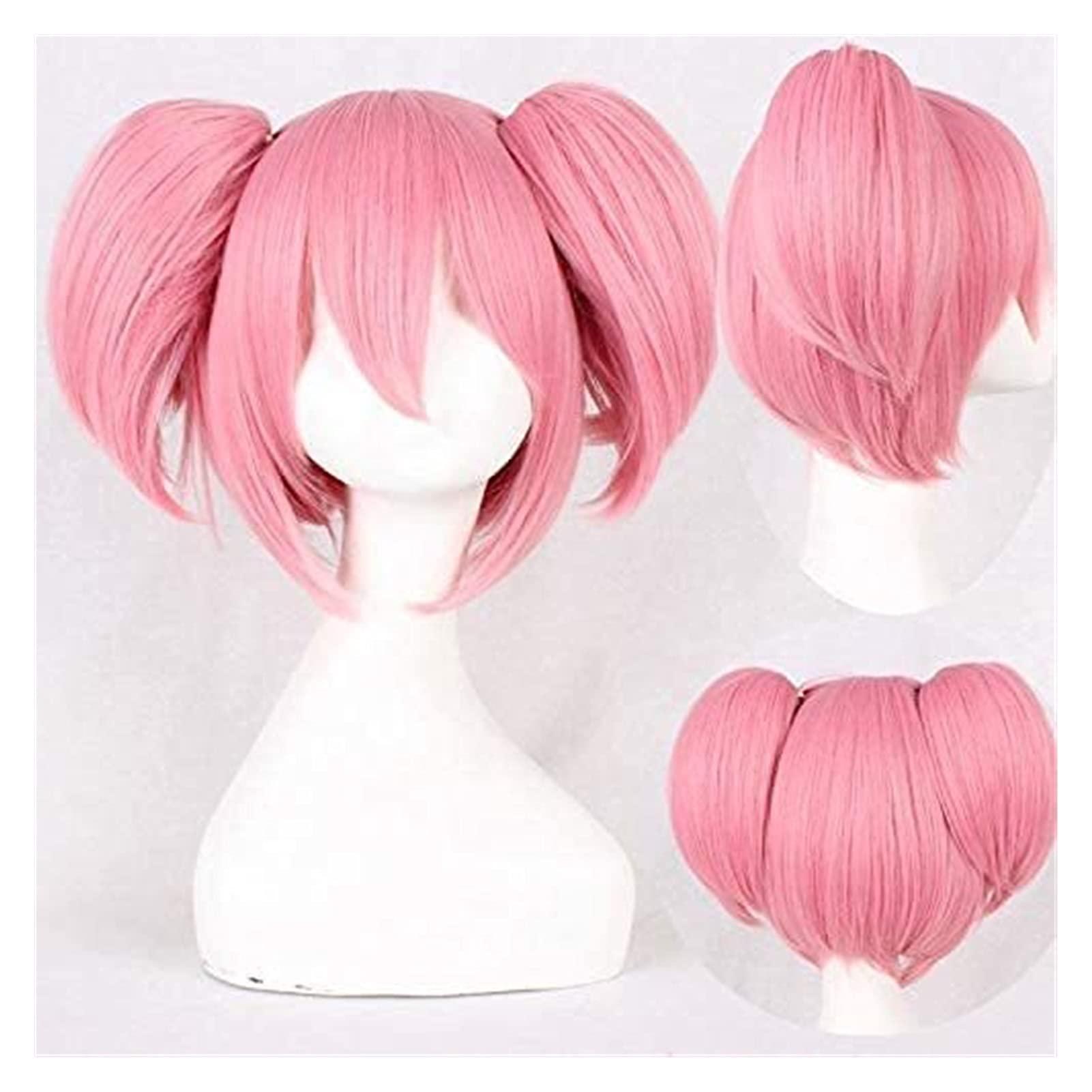 AnimeFiG Madoka Kaname Cosplay Wig - Puella Magi Madoka Magica Pink Long Curly Synthetic Hair Wig for Halloween, Cosplay, Anime Conventions & Themed Parties