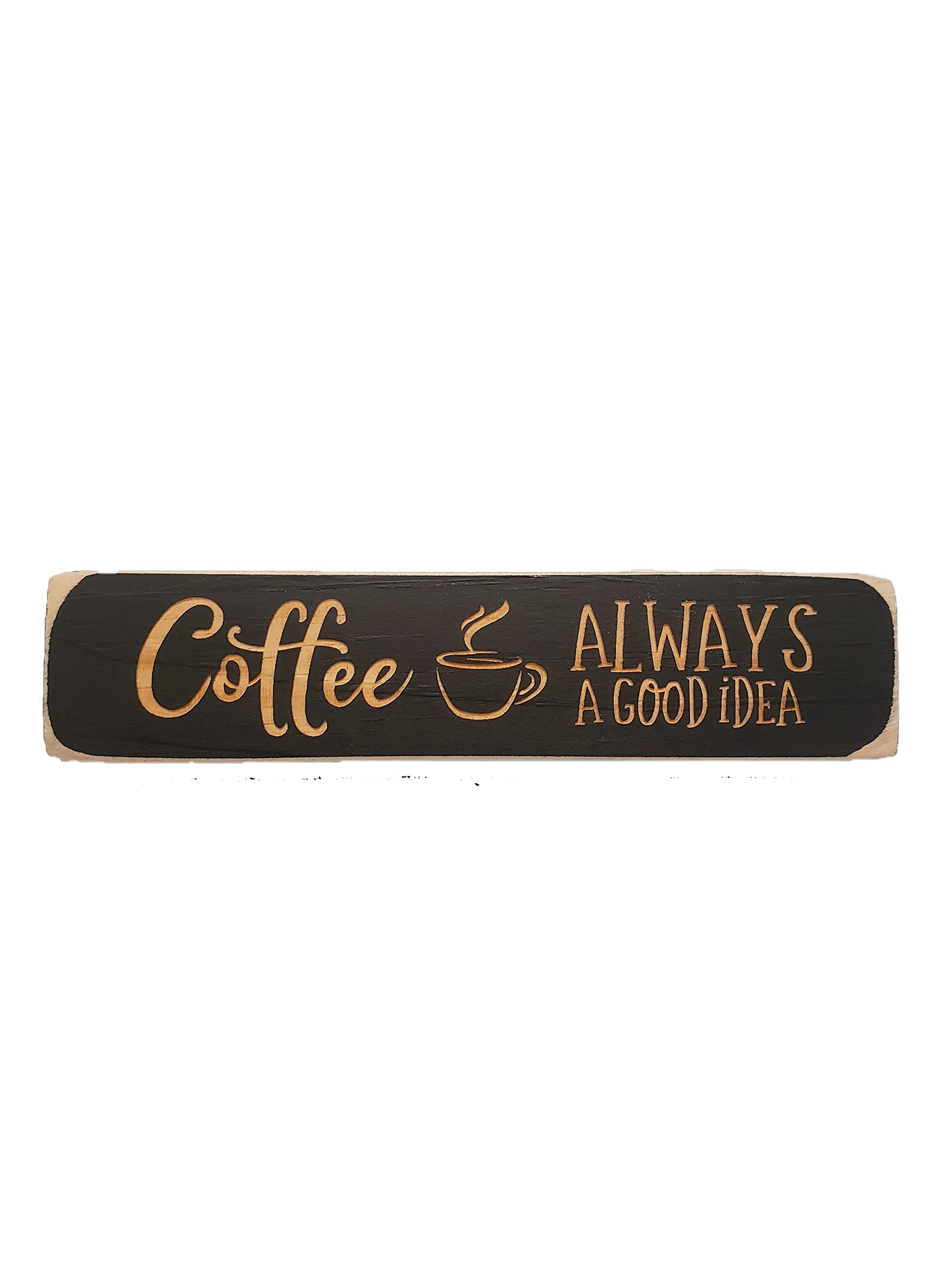 FIRESIDE Distressed Black Wooden Engraved Coffee Sign - 8x1.75 Inch Rustic Coffee Bar Decor for Home, Café & Church - Perfect Coffee Station Accessory & Coffee Shop Wall Art