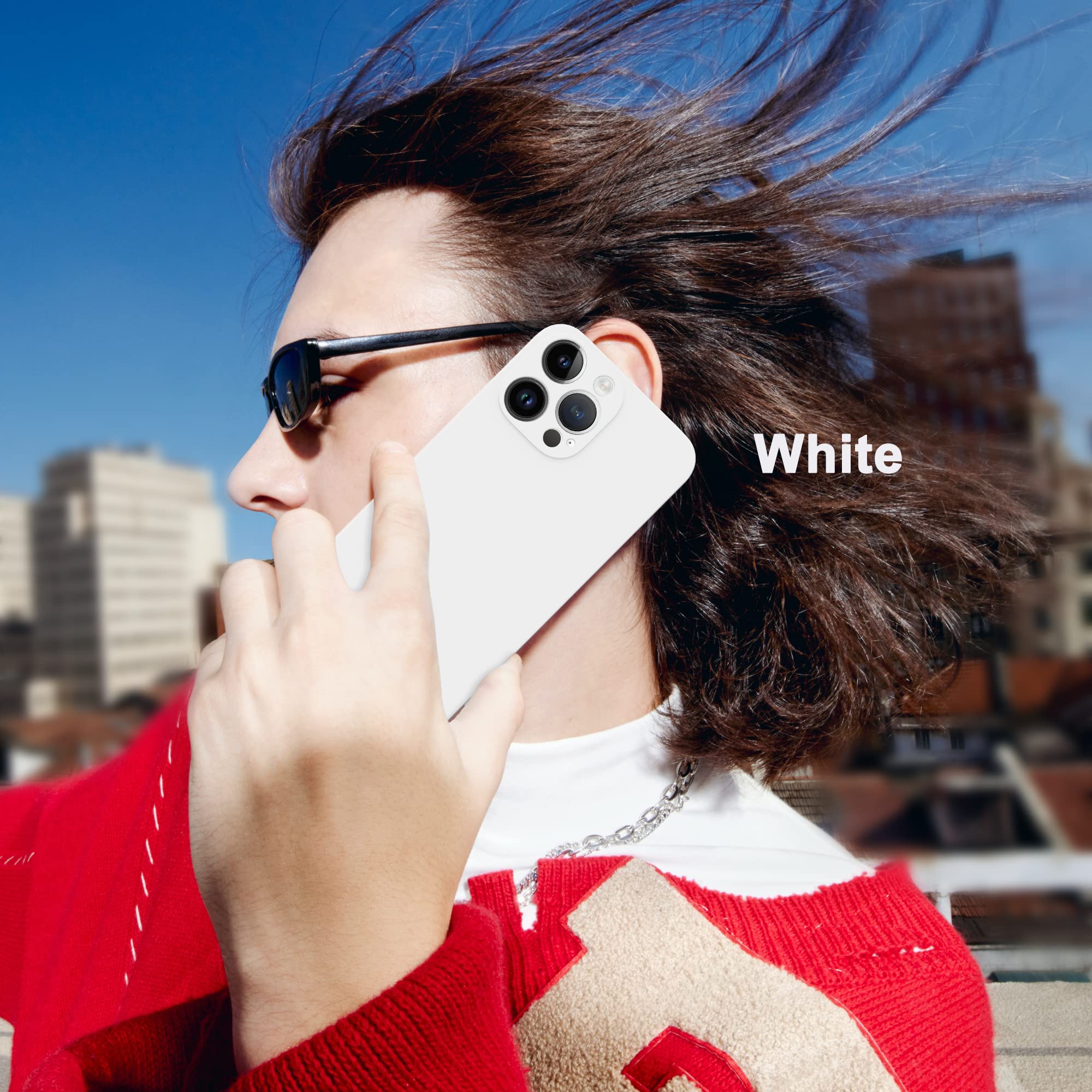 Premium Soft Liquid Silicone Case for iPhone 15 Pro Max (6.7 inch) - Shockproof Full Body Protective Phone Cover with Anti-Slip Grip - Perfect for Daily Use, Travel & Outdoor Activities - White