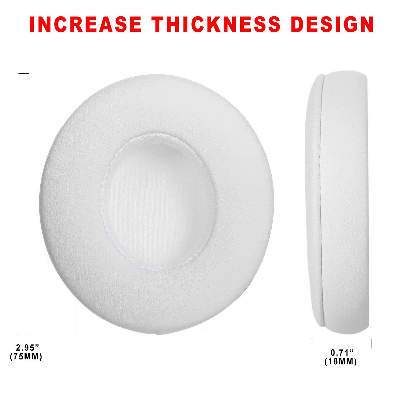 Premium Replacement Ear Pads for Beats Solo 2 & 3 Wireless Headphones - Noise Isolating Memory Foam Cushions with Eco-Friendly Protein Leather & Strong Adhesive Tape (White) - Perfect for Home, Office, Gym & Travel Use