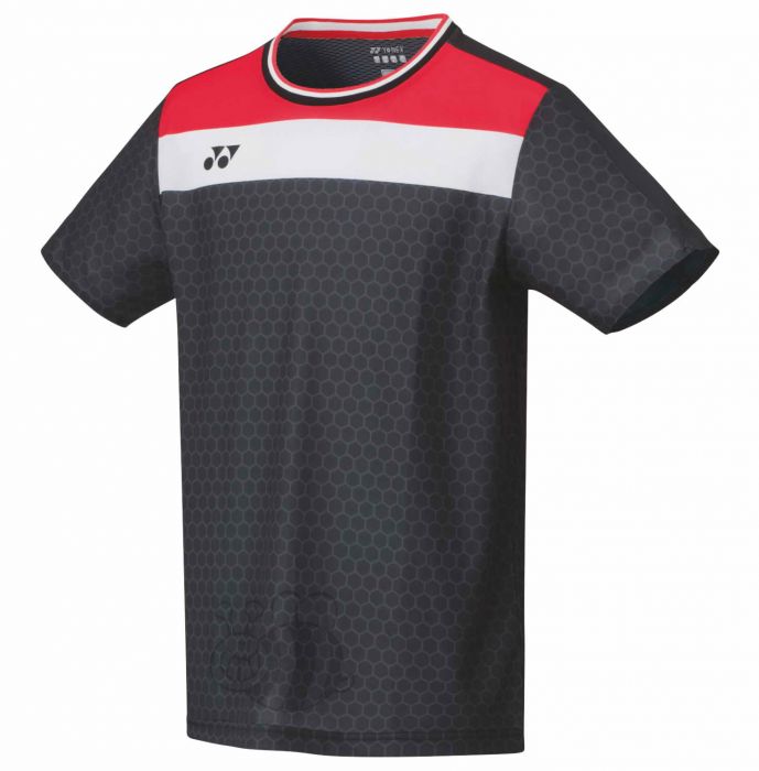 Yonex 10330 Men's Tournament Crew Neck Performance T-Shirt - Moisture Wicking, Breathable Black Tennis Shirt for Training & Competition