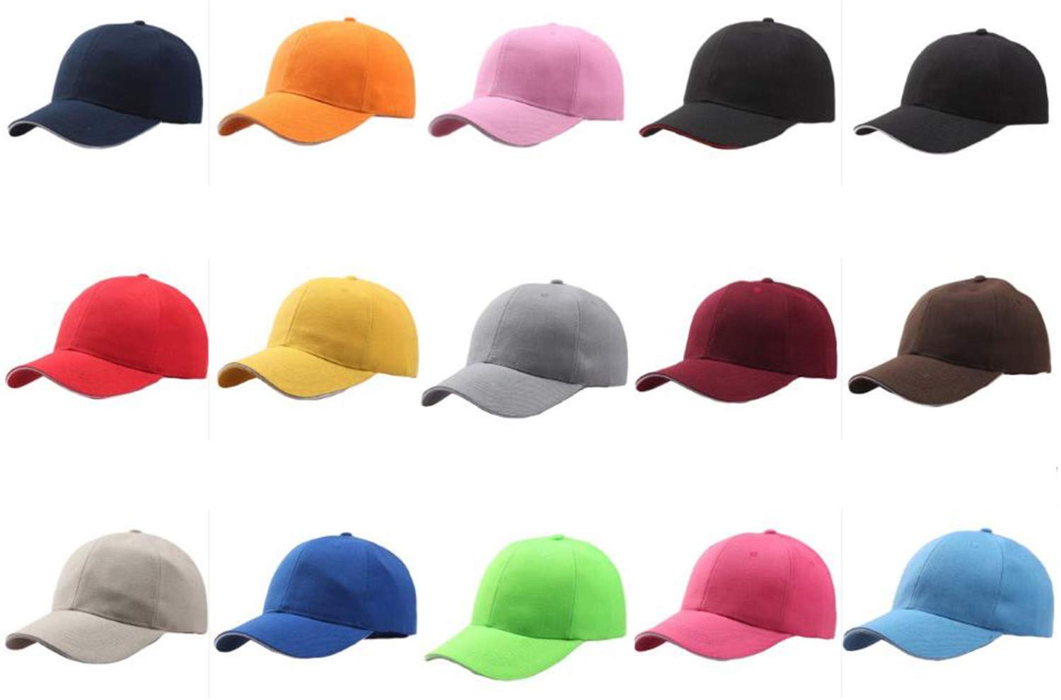 Andongnywell Men's & Women's Baseball Cap - Adjustable Cotton Dad Hat for Sun Protection - Plain Blank Unisex Casual Hat for Outdoor Sports, Hiking, and Daily Wear