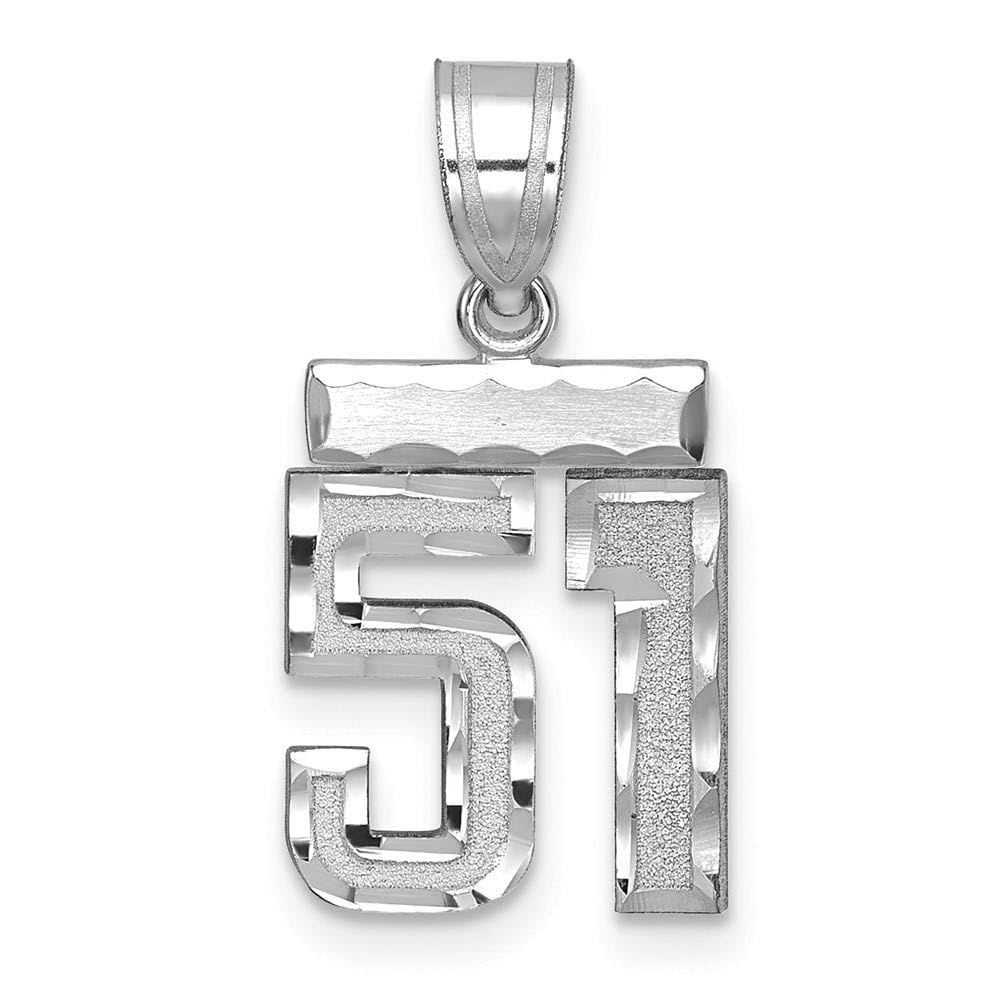 The Black Bow 14k White Gold Varsity Collection Small D/C Pendant Number 51 - Perfect for Everyday Elegance and Special Occasions
