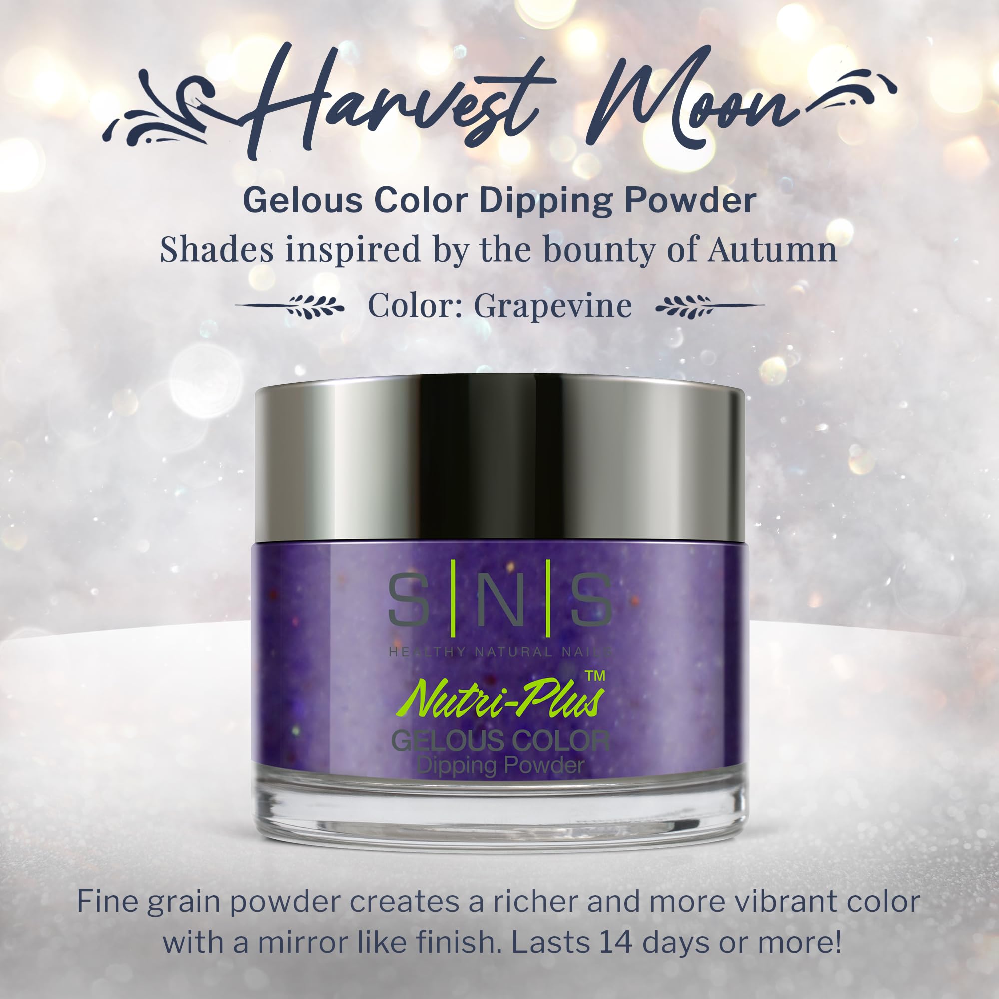 SNS Nail Dip Powder - Gelous Grapevine Purple Indigo Shimmer Dipping Powder - Long-Lasting 14-Day Wear - Low Odor, No UV Lamp Needed - 1oz - Perfect for Salon & Home Manicures, Nail Art Designs