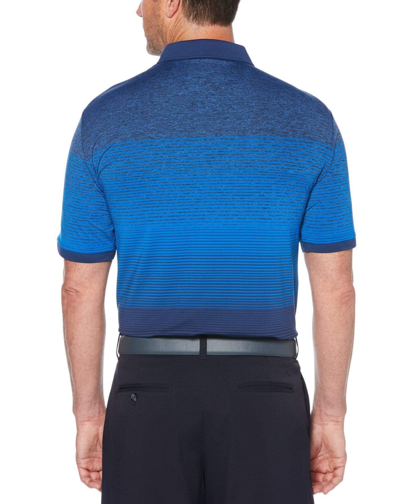 Men's Cooling Engineered Space Dye Stripe Polo Shirt with Chevron Pattern - Breathable Moisture-Wicking Golf & Summer Casual Wear