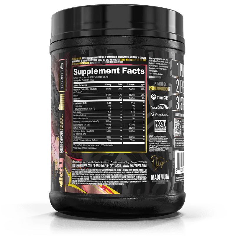 RYSE GODZILLA® Pre Workout Supplement - Energy Booster & Muscle Pump Formula for Intense Workouts | Gym Performance Enhancer for Men & Women | Best for Bodybuilding, Weightlifting & CrossFit Training