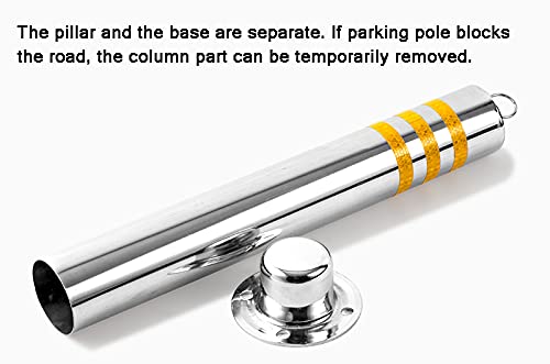 Stainless Steel Parking Lock Safety Barrier Bollard - Reflective Driveway Guard with 8 Free Anchor Bolts (650x89mm) | Perfect for Parking Lots, Garages & Road Safety Protection