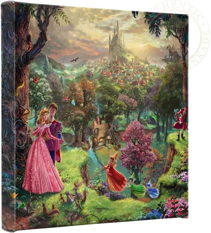 Thomas Kinkade Sleeping Beauty 14x14 Gallery Wrapped Canvas Art - Perfect for Living Room, Bedroom & Home Decor