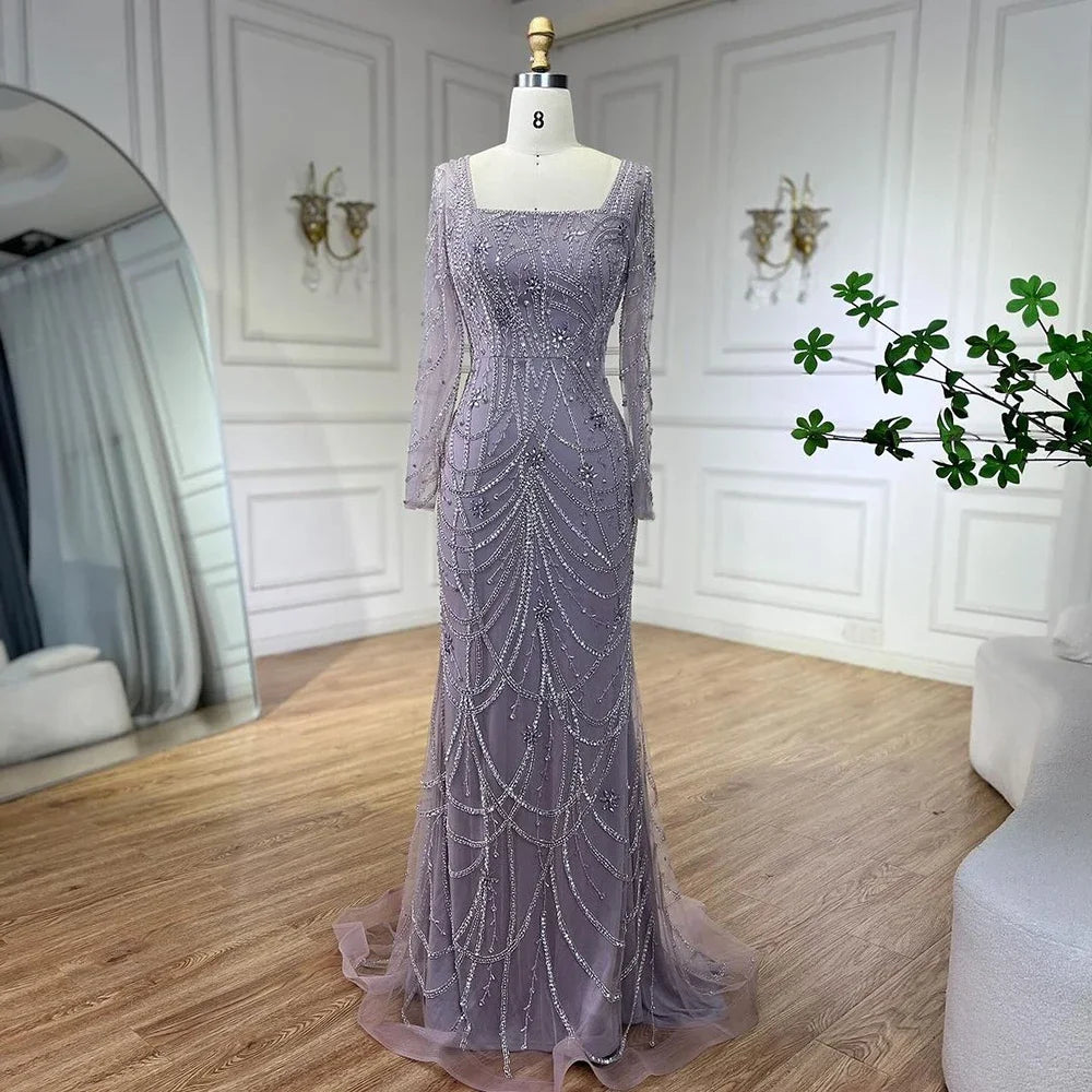 Serene Hill Dark Green Mermaid Dress with Crystal Beads | Elegant Arabic Evening Gown for Women | Perfect for Weddings, Parties & Special Occasions | 2025 LA72242 | Formal Wear for Red Carpet Events & Gala Dinners