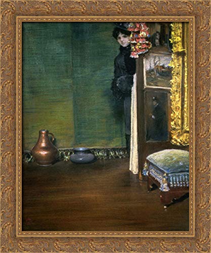 William Merritt Chase 20x24 Inch Gold Ornate Wood Framed Canvas Art - Elegant Wall Decor for Living Room, Bedroom & Office | May I Come In Painting Reproduction