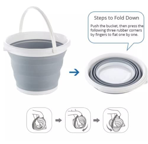 Collapsible Bucket 5L - Foldable Portable Cleaning & Mop Bucket for Outdoor, Camping, Fishing, Car Wash - Space Saving Plastic Water Supplies - Perfect for Garden, Home & Travel (Pack of 1)