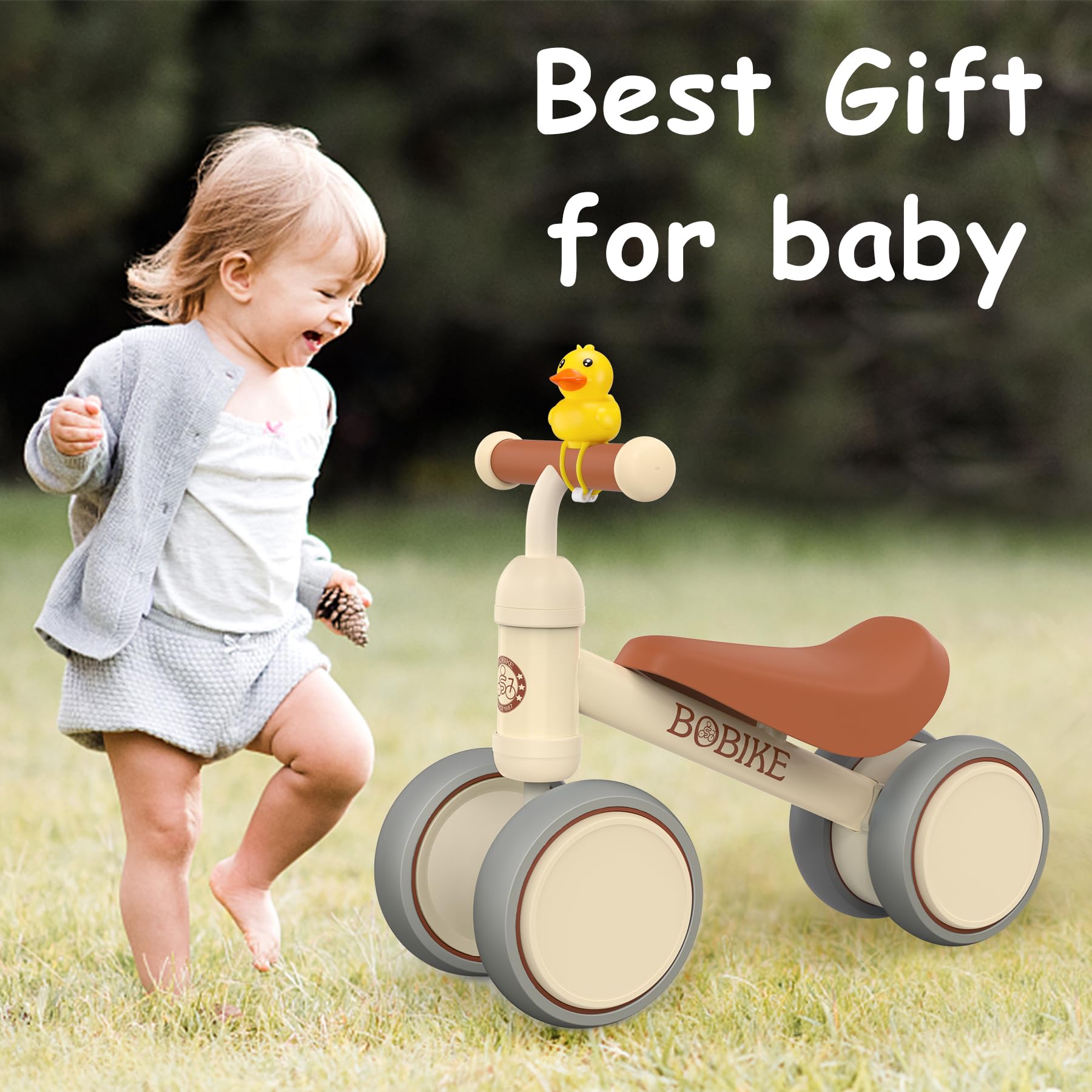 **Best Baby Balance Bike for 12-36 Months – No Pedal 4-Wheel Toddler Walker – First Birthday Gift for Boys & Girls – Classic White – Perfect for Indoor & Outdoor Play**