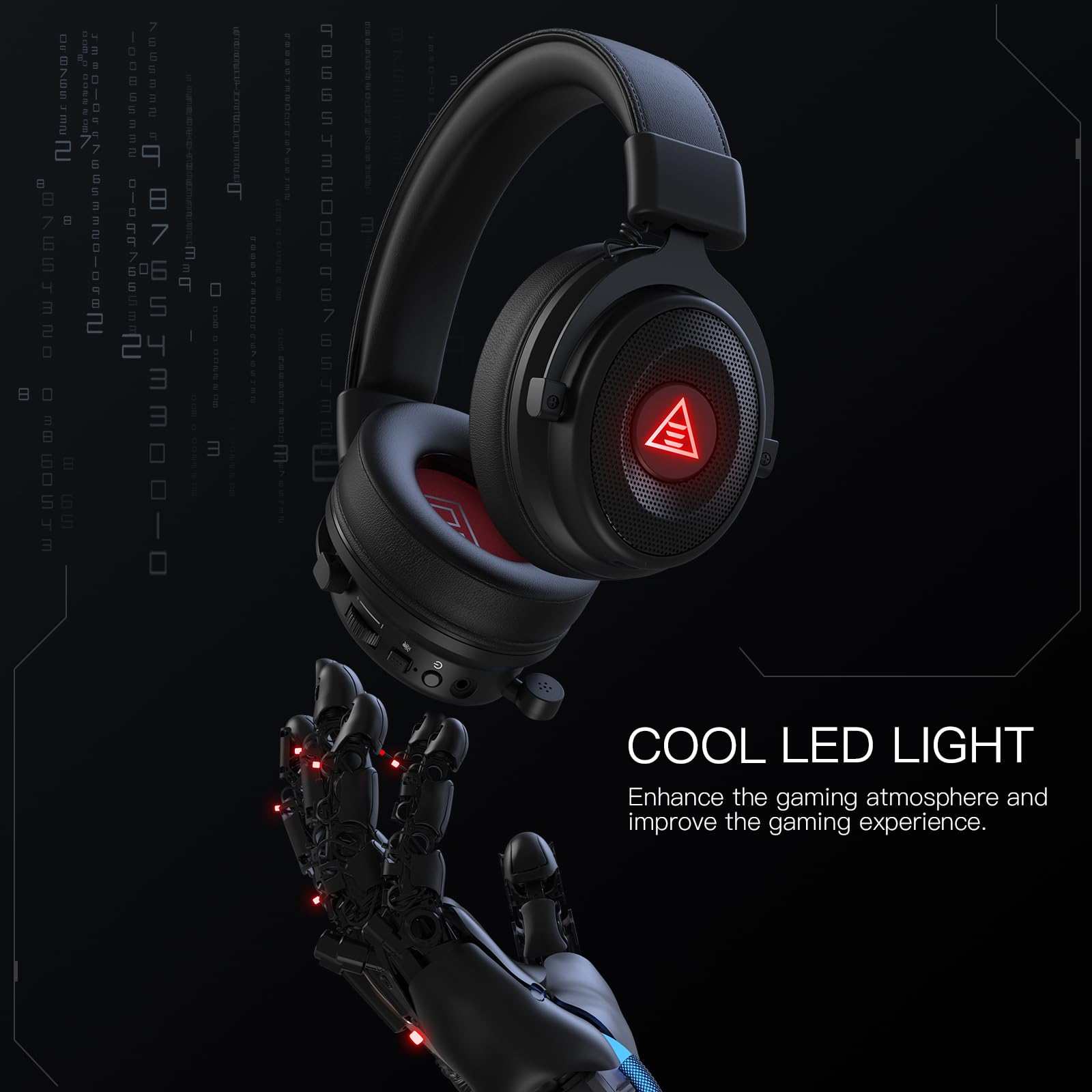 EKSA Wireless Gaming Headset with Microphone - 7.1 Surround Sound, 20ms Ultra-Low Latency, 50Hr Battery for PC, PS4, PS5, Laptop - Perfect for Competitive Gaming & Long Streaming Sessions