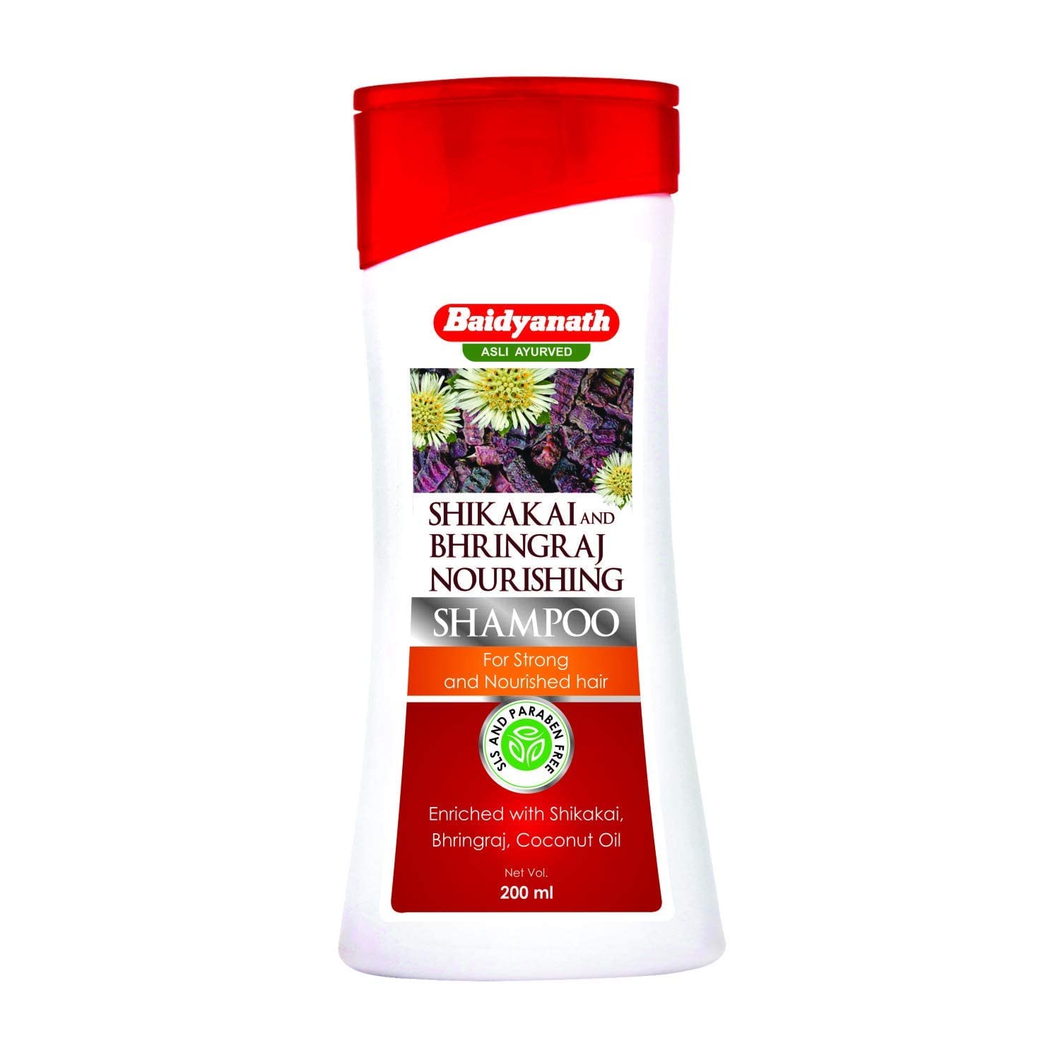 Baidyanath Asli Ayurvedic Shikakai & Bhringraj Hair Strengthening Shampoo with Coconut Oil - 200ml (Pack of 2) | Sulfate Free, Paraben Free | For Thicker, Healthier Hair & Scalp Care