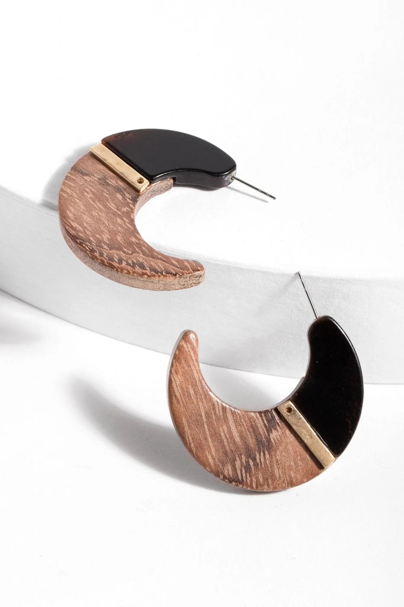 Handmade Flat Wooden Crescent Earrings - Boho Chic Dangle Earrings for Women - Perfect for Festivals, Parties & Everyday Wear