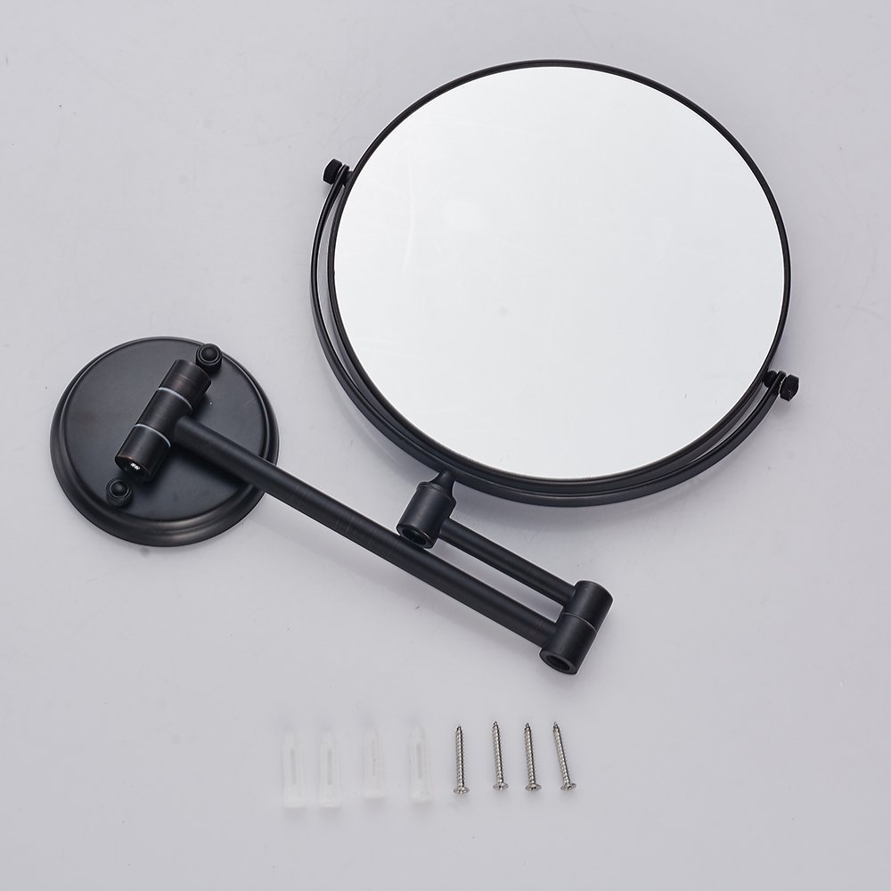 7X Magnifying Wall Mounted Makeup Mirror - Double Sided Vanity Mirror with 13 Inch Extension, Black Bathroom Mirror for Perfect Makeup Application & Shaving | Ideal for Home, Salon, and Hotel Use