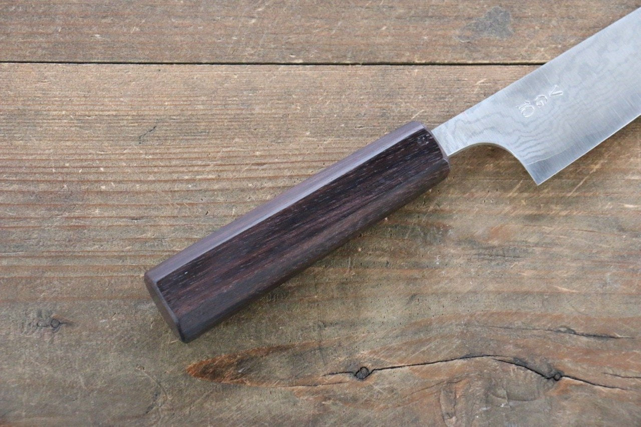 VG10 Damascus Petty Utility Knife 130mm - Japanese Kitchen Knife with Shitan Handle - Perfect for Slicing, Peeling & Precision Cutting - Ideal for Chefs & Home Cooks
