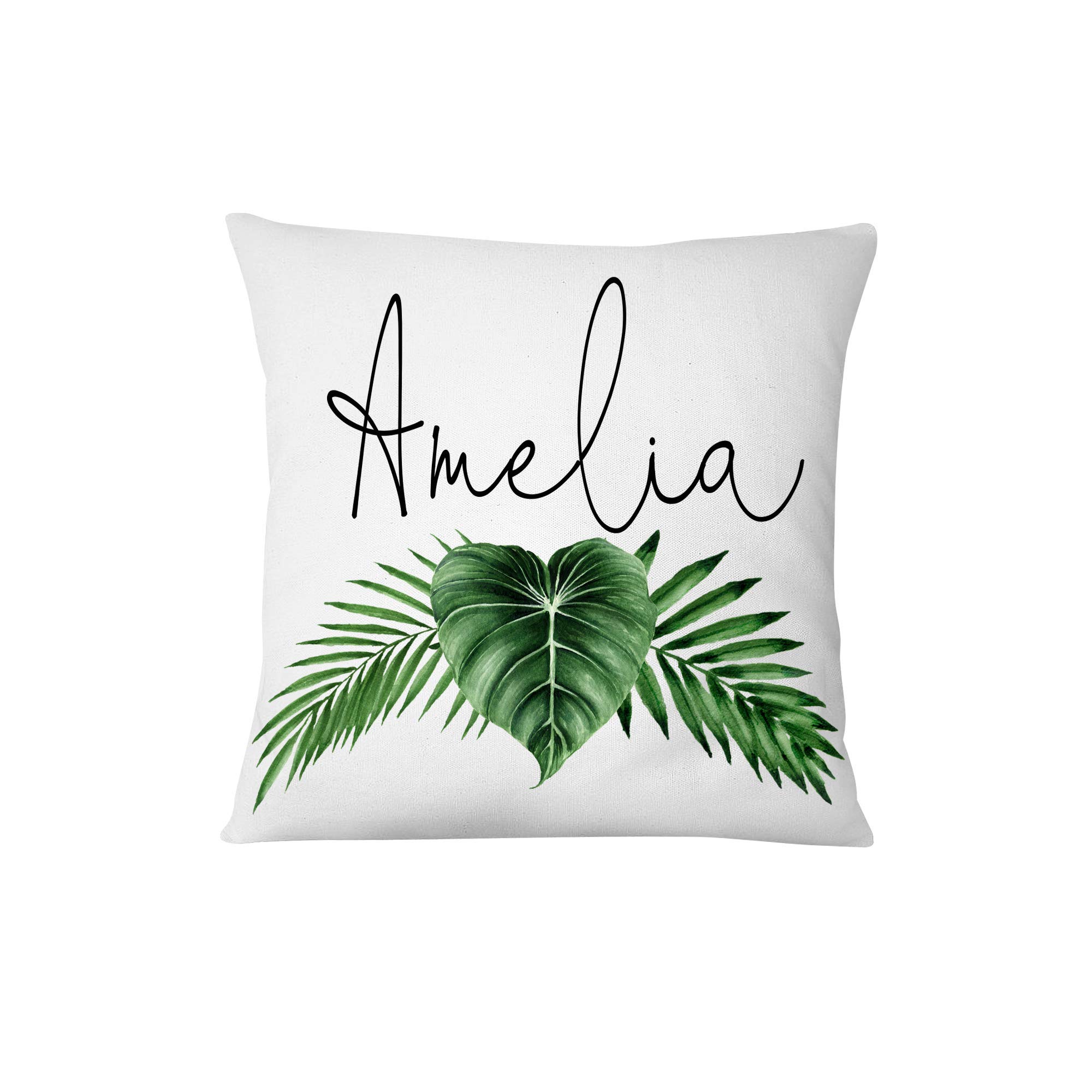 Personalized Tropical Leaf Boho Nursery Decorative Pillow - Soft Bohemian Throw Pillow for Baby Room, Nursery Decor, Couch & Bed - Unique Gift for New Parents