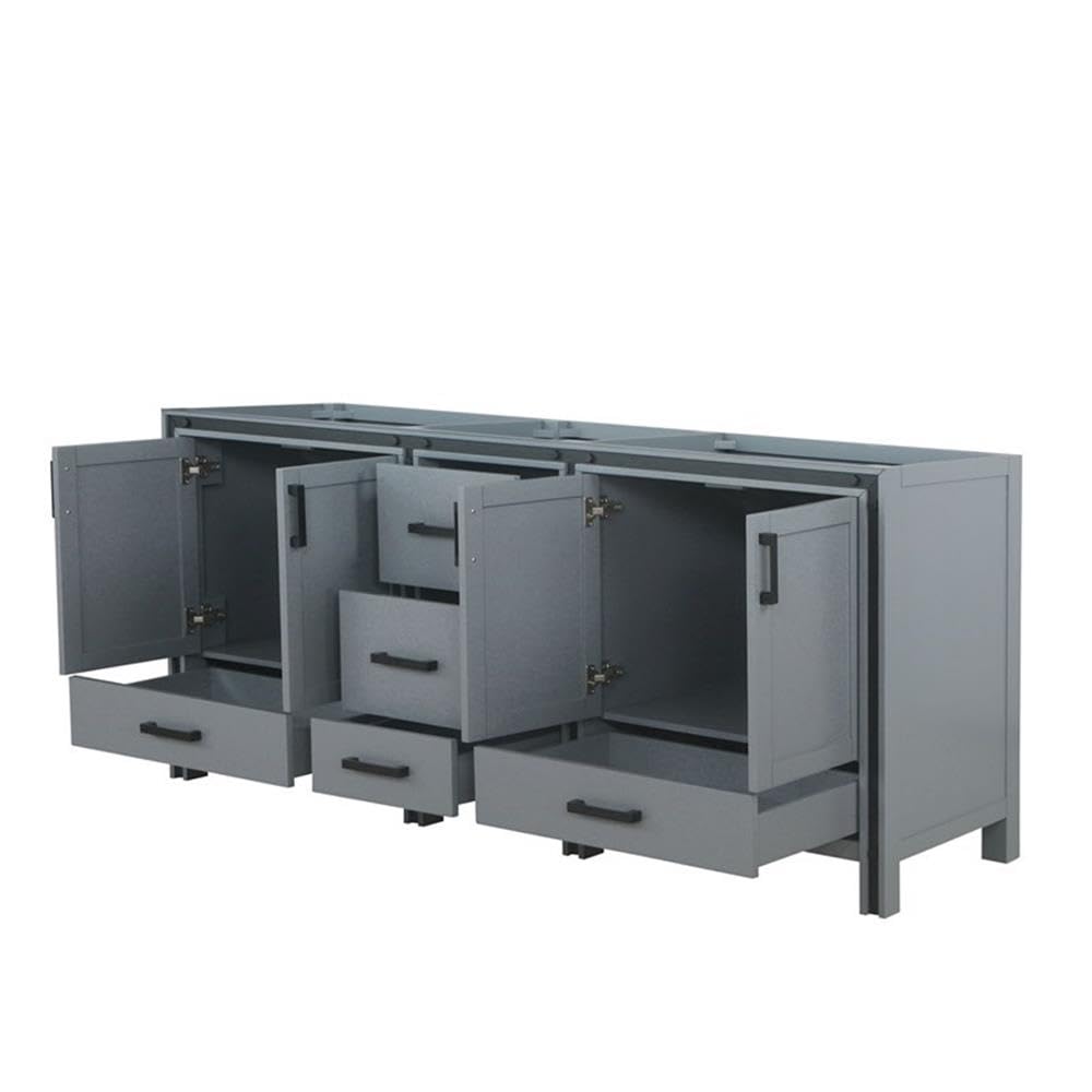 Ziva 80 Inch Wide x 22 Inch Deep Dark Grey Double Bathroom Vanity with Sink - Modern Bathroom Furniture for Master Bath & Guest Bath Remodel