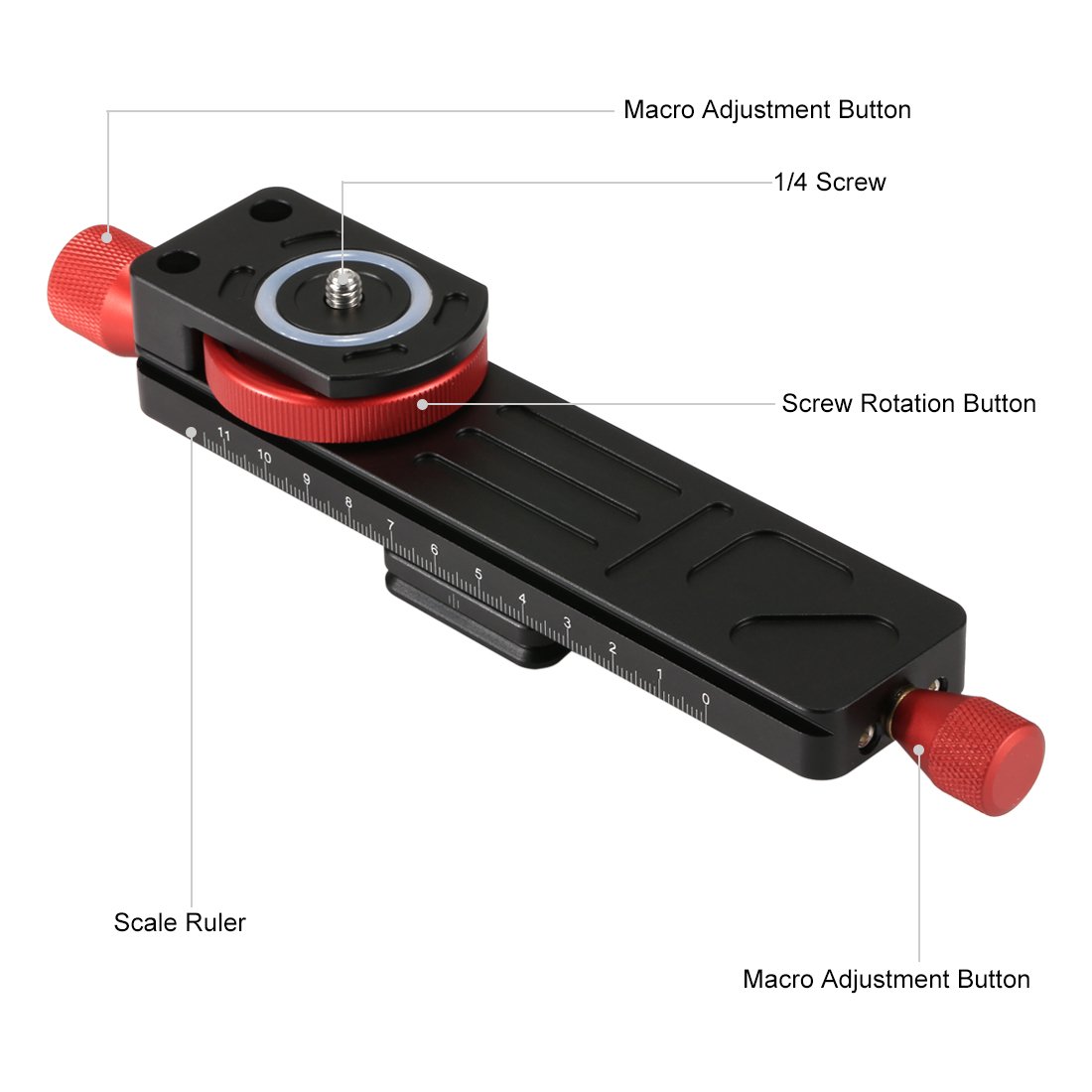 PULUZ 115mm Aluminum Alloy Macro Focusing Rail Slider with Quick Release Plate - Compatible with Canon Nikon Sony Pentax DSLR Cameras - 1/4